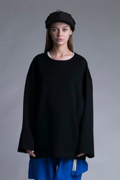 DOUBLE KNIT CREW NECK PULLOVER/BLACK