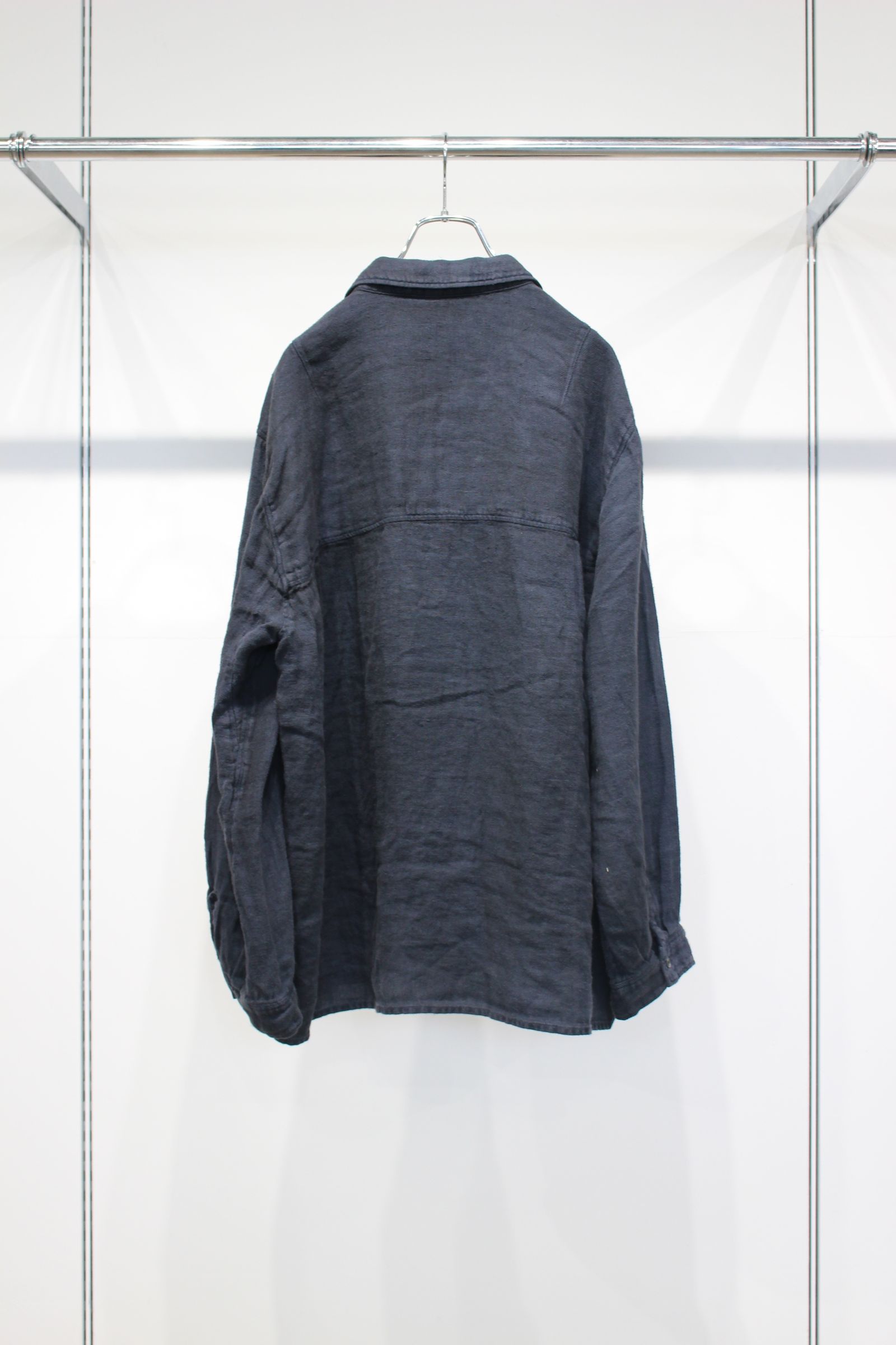 AGING LINEN CROSS-LINE SHIRT | NAVY | シャツ