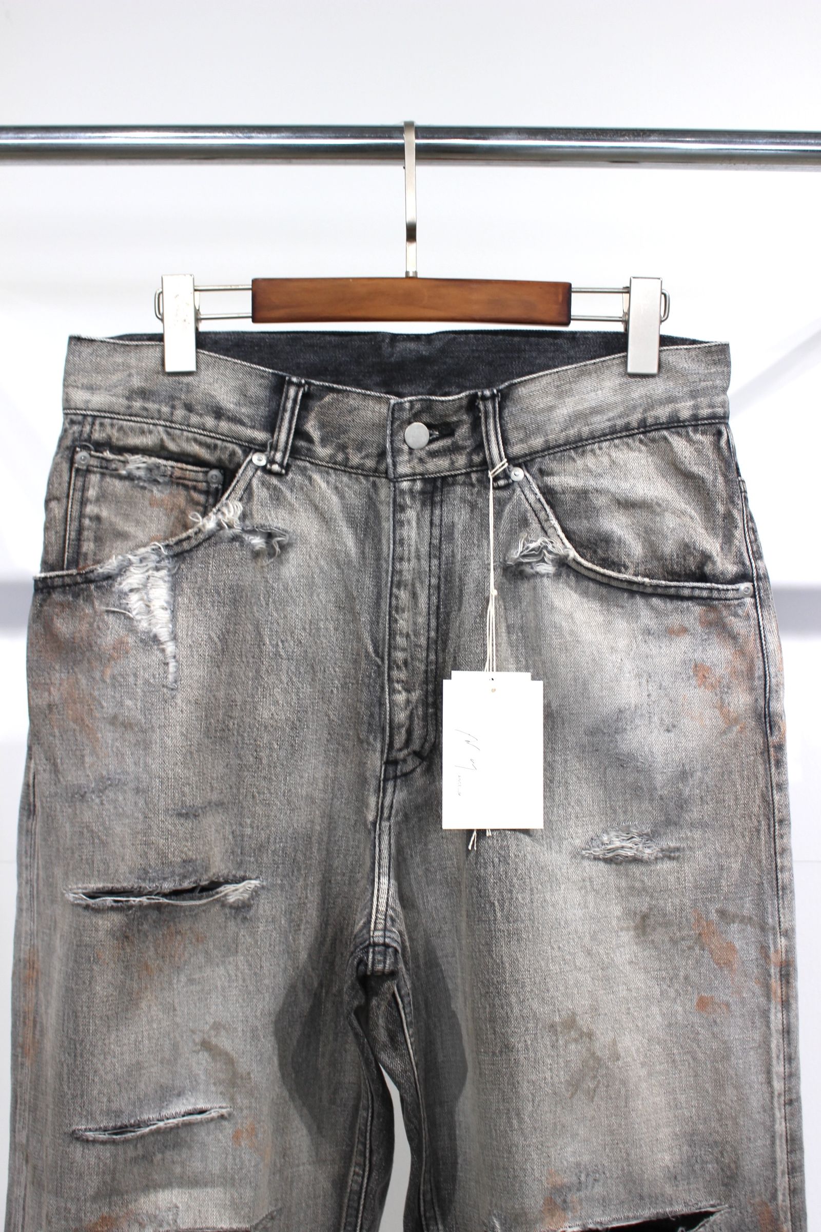 ancellm アンセルム crash denim straight pants ANCELLM - CRASH SELVEDGE DENIM STRAIGHT 5P PANTS/BLACK