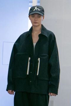 [ラスト1点] ORGANIC COTTON FLANNEL RAGLAN OVERSIZE SHIRT | BLACK | シャツアウター