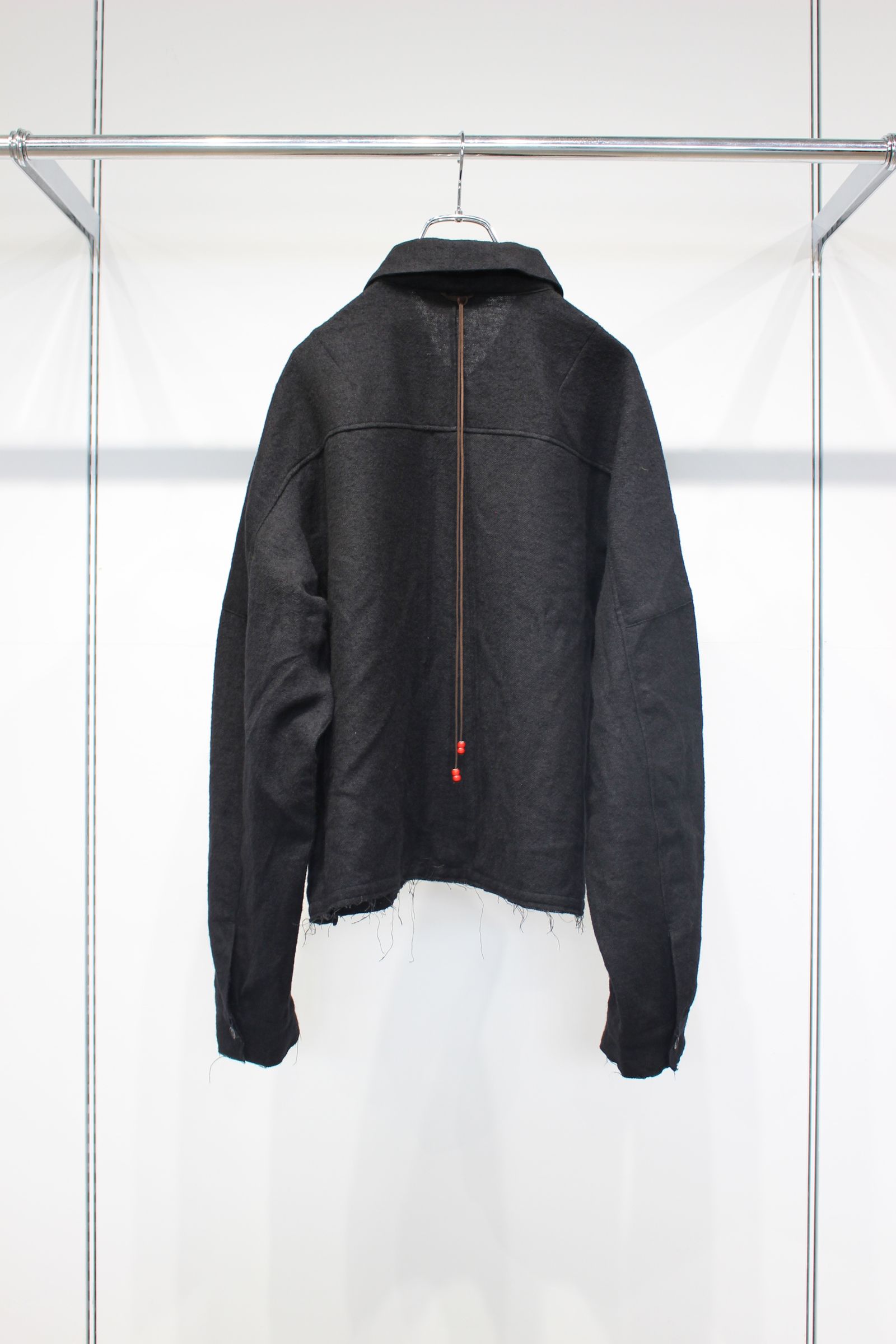 SHRINK WOOL SHORT ZIPUP SHIRT JACKET | BLACK | ショートジャケット