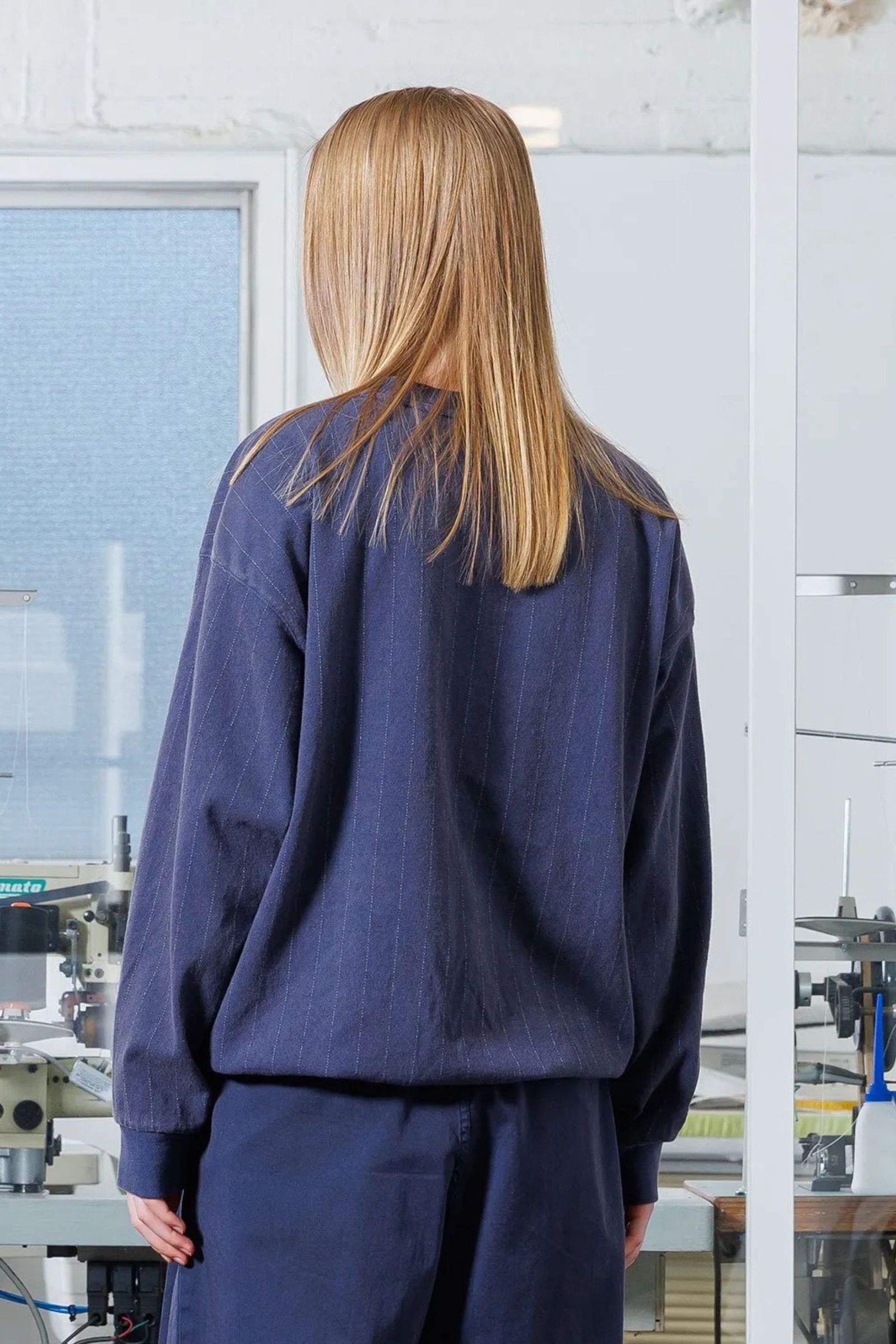 QUILTING STITCH OPEN END JERSEY Rib Gusset L/S T-Shirt | NAVY | カットソー