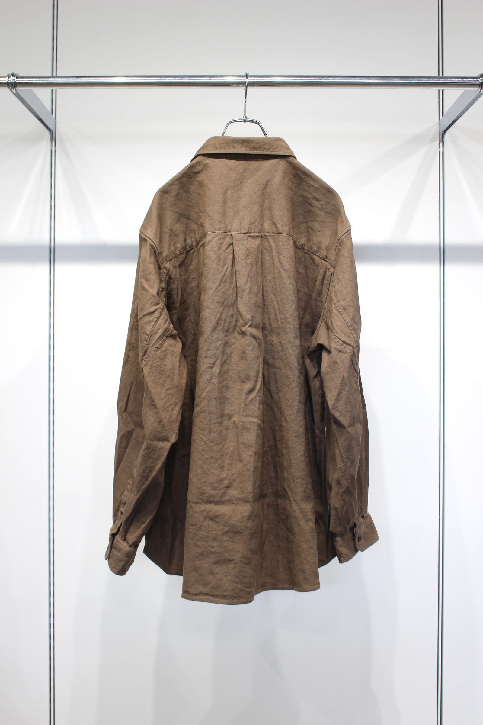 [ラスト1点] L/C NEP FLOWER EMBROIDERY OVER SHIRT | BROWN | オーバーシャツ