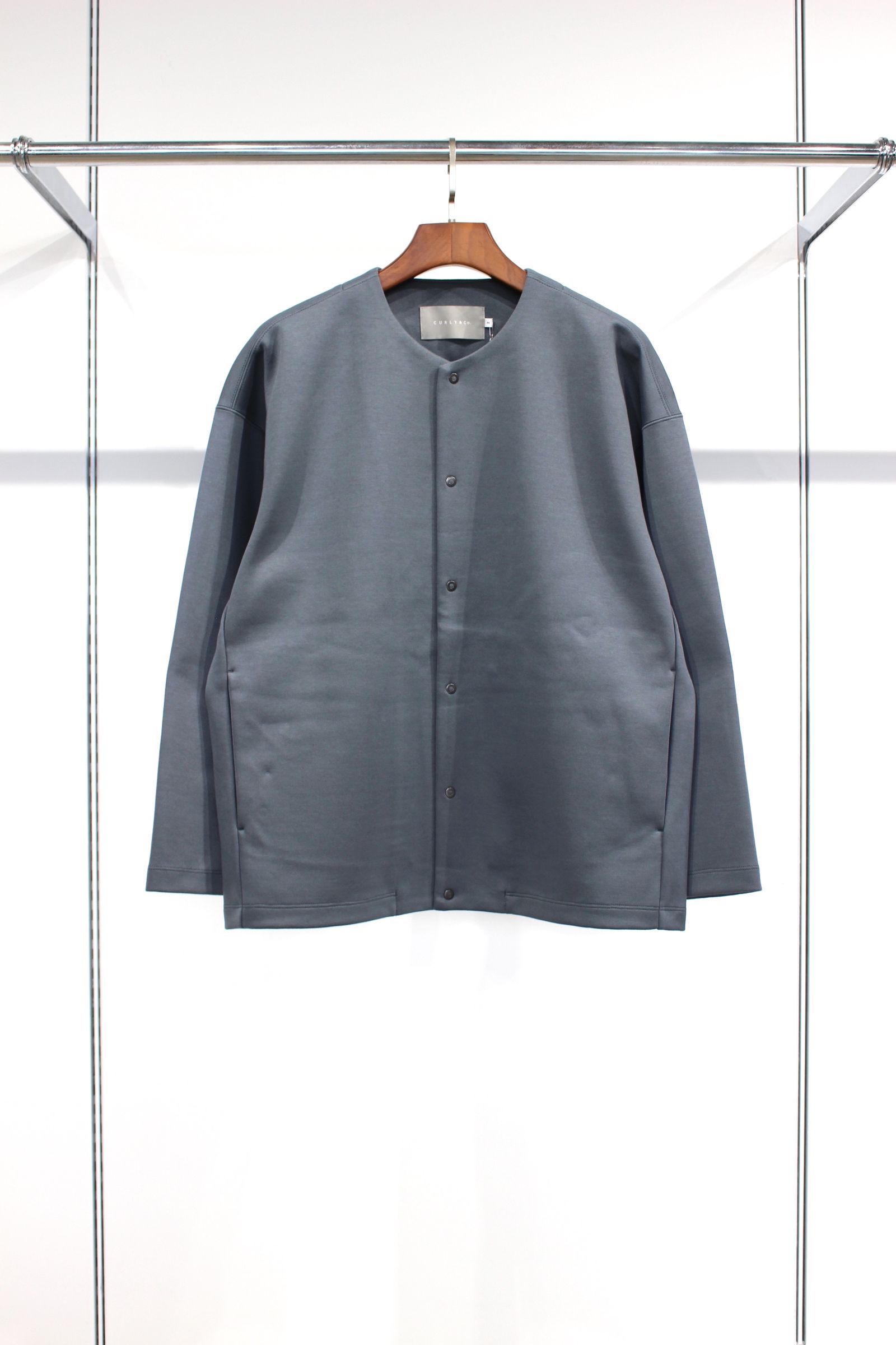 SNAP BUTTON CARDIGAN -solid-/BLUE GRAY
