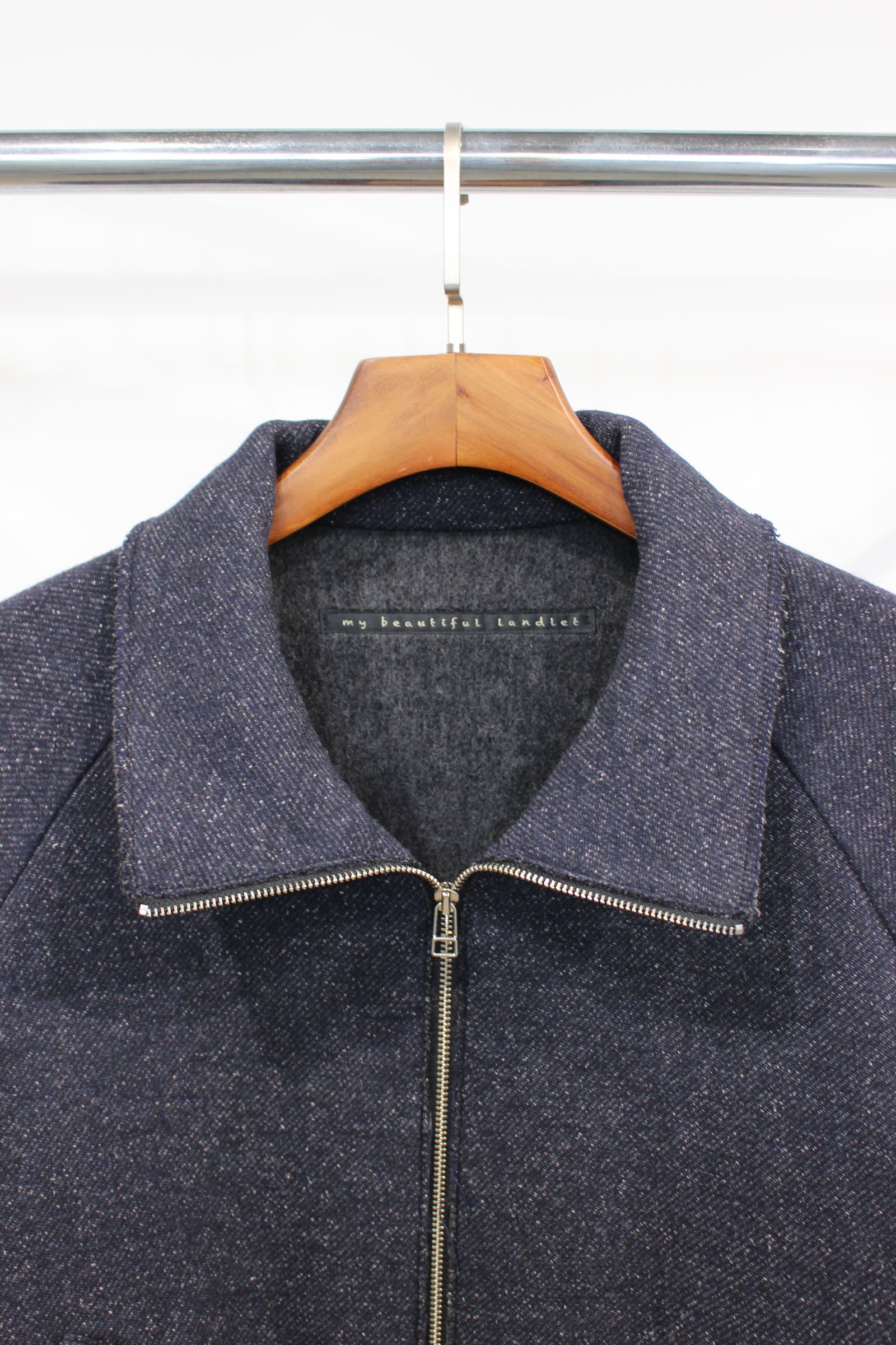 GEELONG LAMBS WOOL ZIP BLOUSON/NAVY