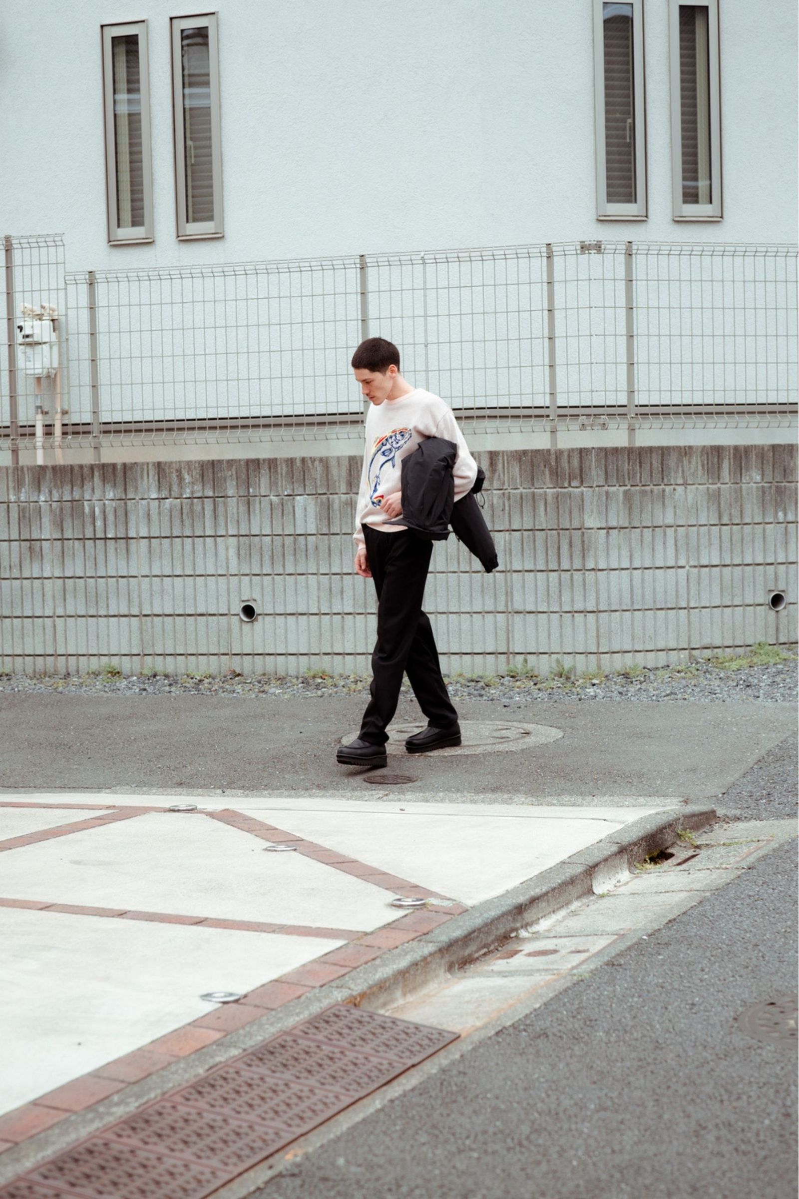 PSEUDOS - JACQUARD SWEATER LS / THERMO SALMON / CHAOS