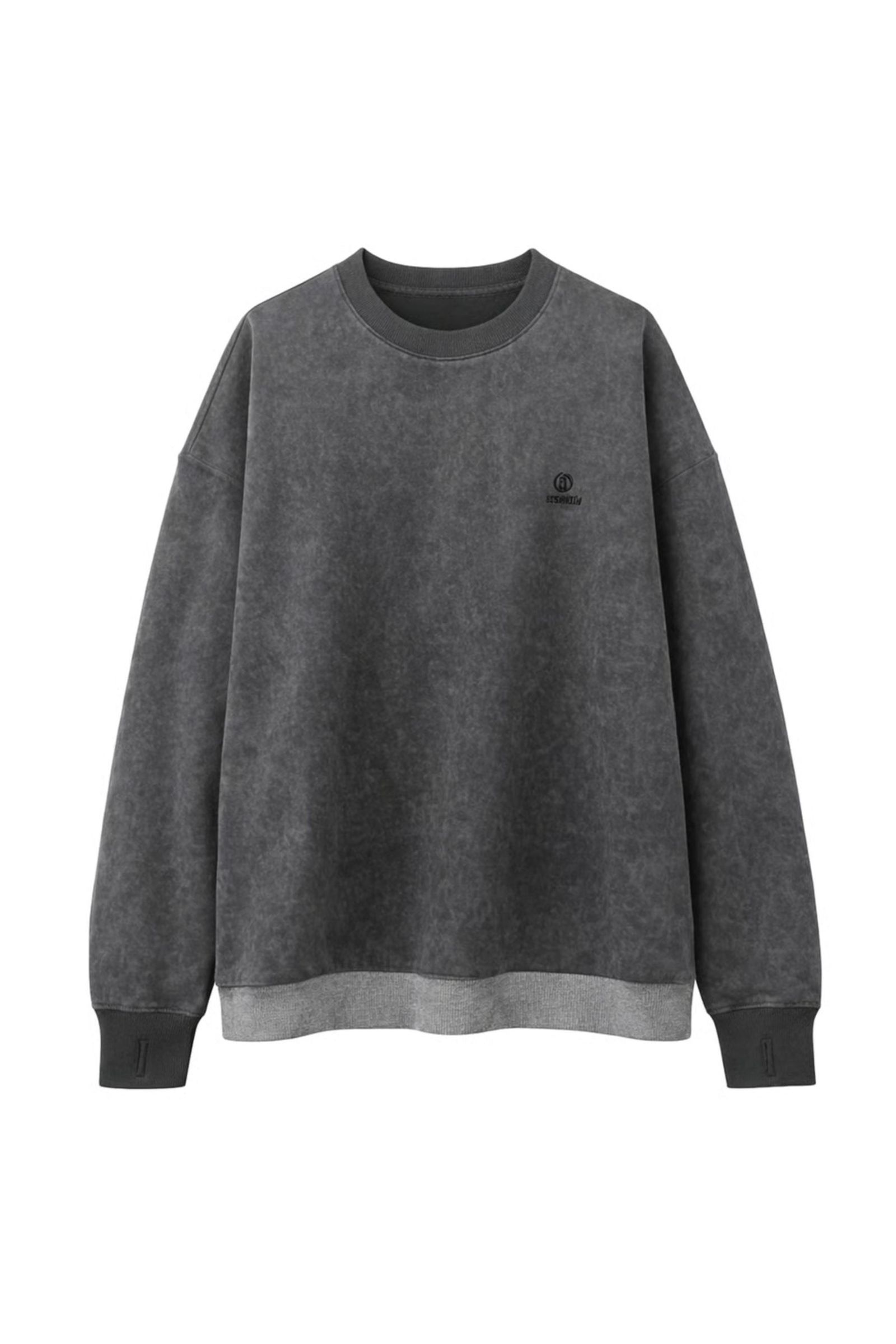 Batik-Dyed Thermal Layered Split Raglan Pullover | CHARCOAL | レイヤードスウェット
