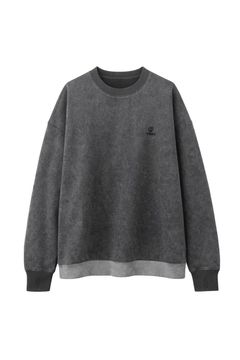 Batik-Dyed Thermal Layered Split Raglan Pullover | CHARCOAL | レイヤードスウェット