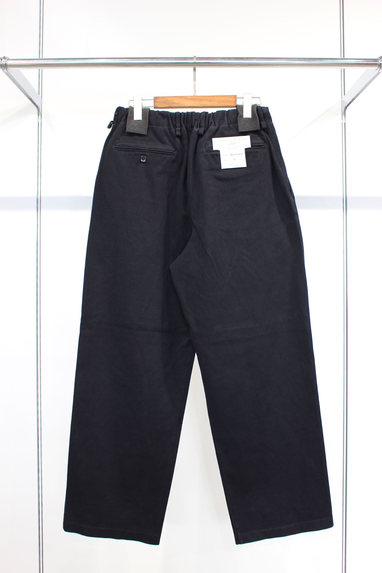 DENIM 2TUCK WIDE EZ SLACKS -overdyed-/BLACK