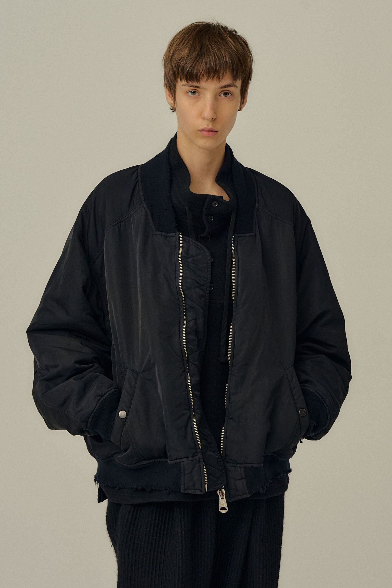 FADED BOMBER JACKET | BLACK | ボンバージャケット