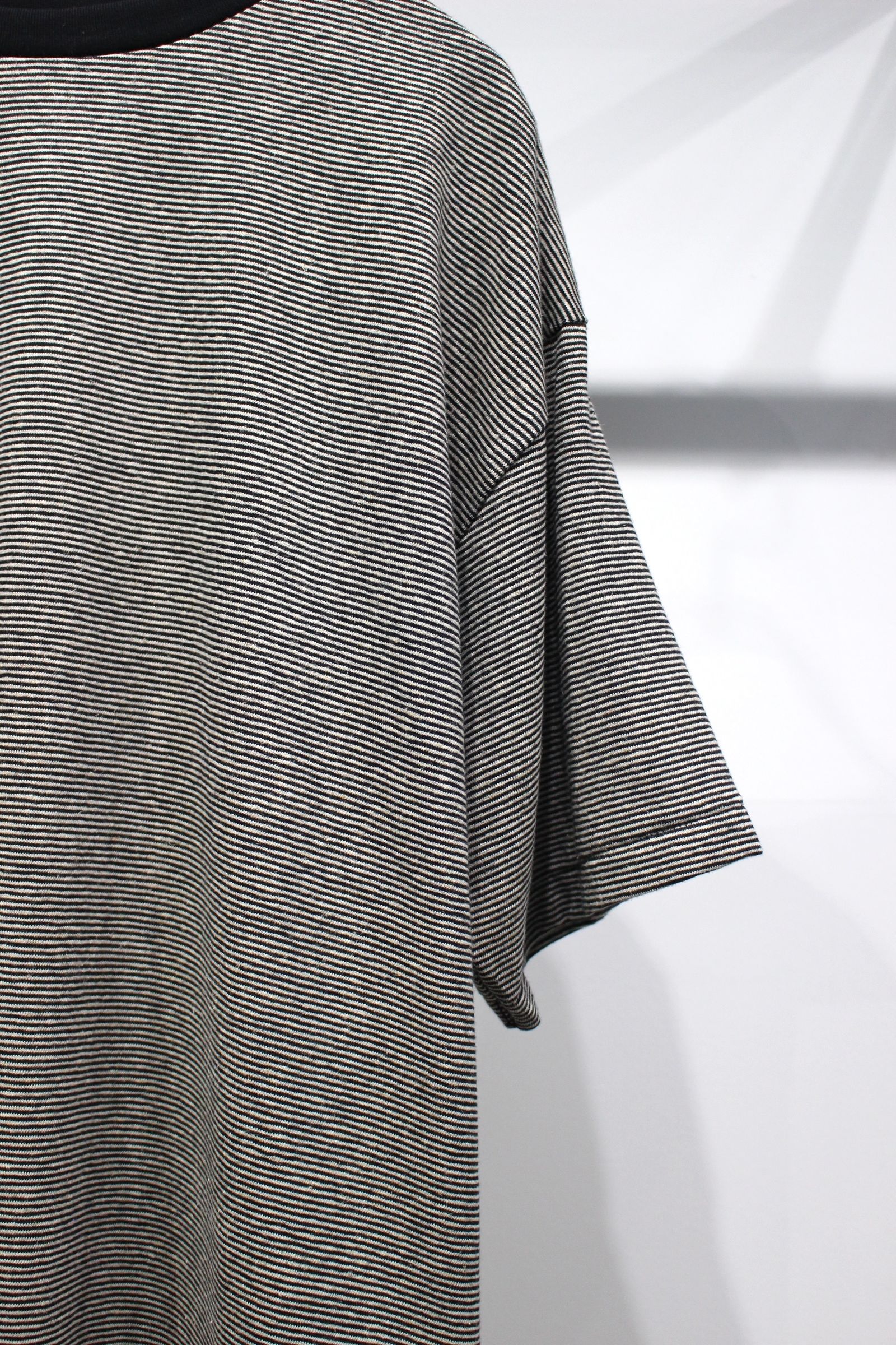 [ラスト1点] COTTON HEMP BORDER S/S TEE | BLACK | カットソー