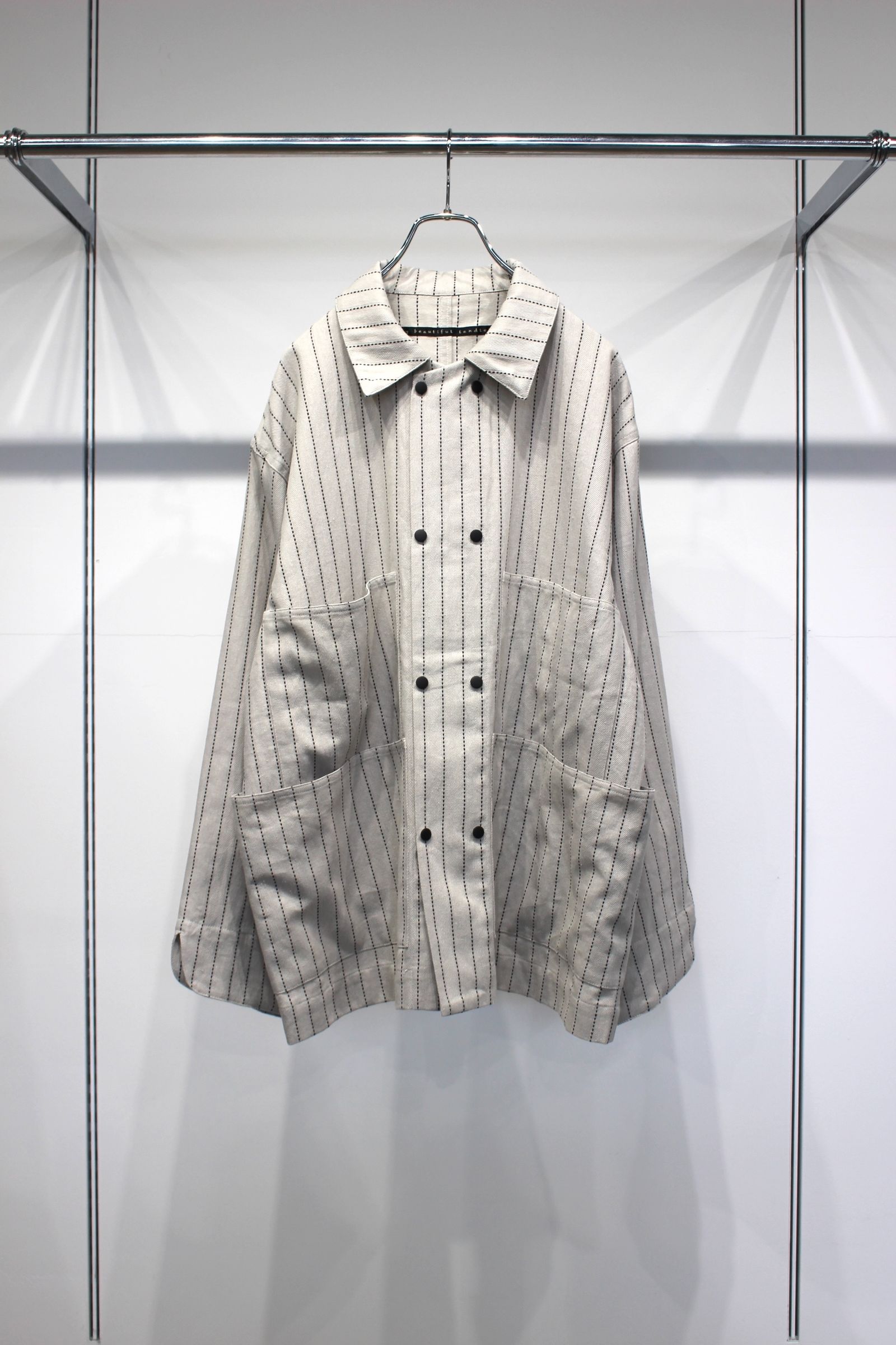 DOBBYSTRIPE / HERRINGBONE COVERALL JACKET | LIGHT GRAY | カバーオール