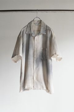 MELANGE OPEN COLLAR SS SHIRT/WHITE