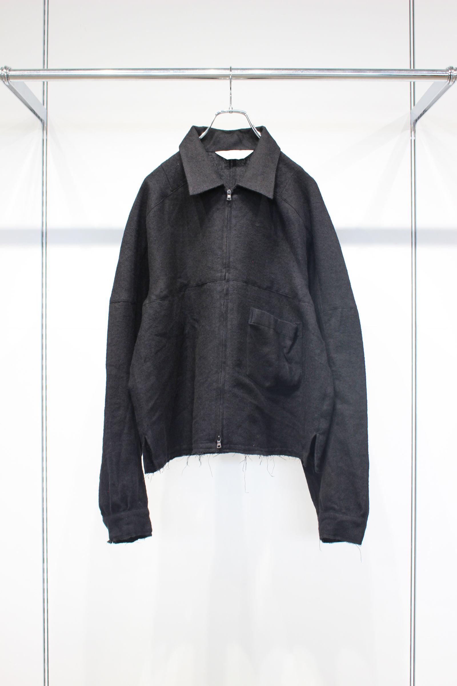 SHRINK WOOL SHORT ZIPUP SHIRT JACKET | BLACK | ショートジャケット