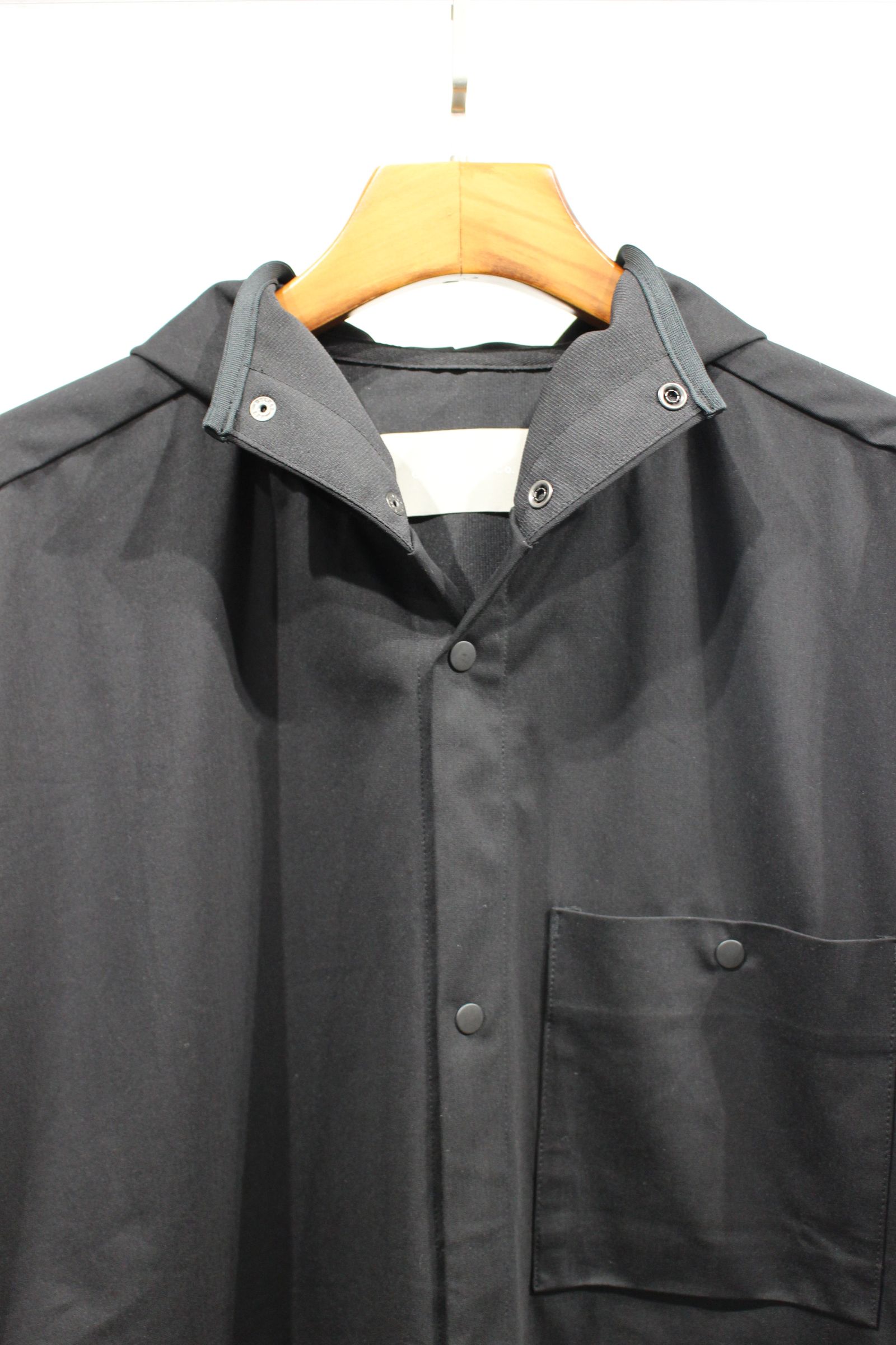 WARP KNIT HOODED SHIRT JACKET/BLACK