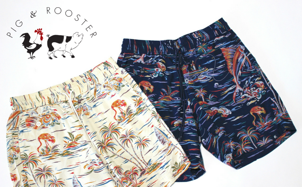 New ITEM!【PIG&ROOSTER/ピッグ＆ルースター】カジキ柄のイージーアロハショーツの入荷です！
