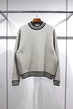 80'S ALPACA BIRD'S EYE HEAVY CREW SWEATER/WHITE-NAVY