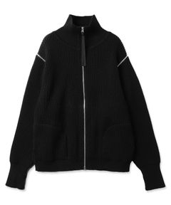 2WAY ZIP UP KNIT/ニット/ブラック