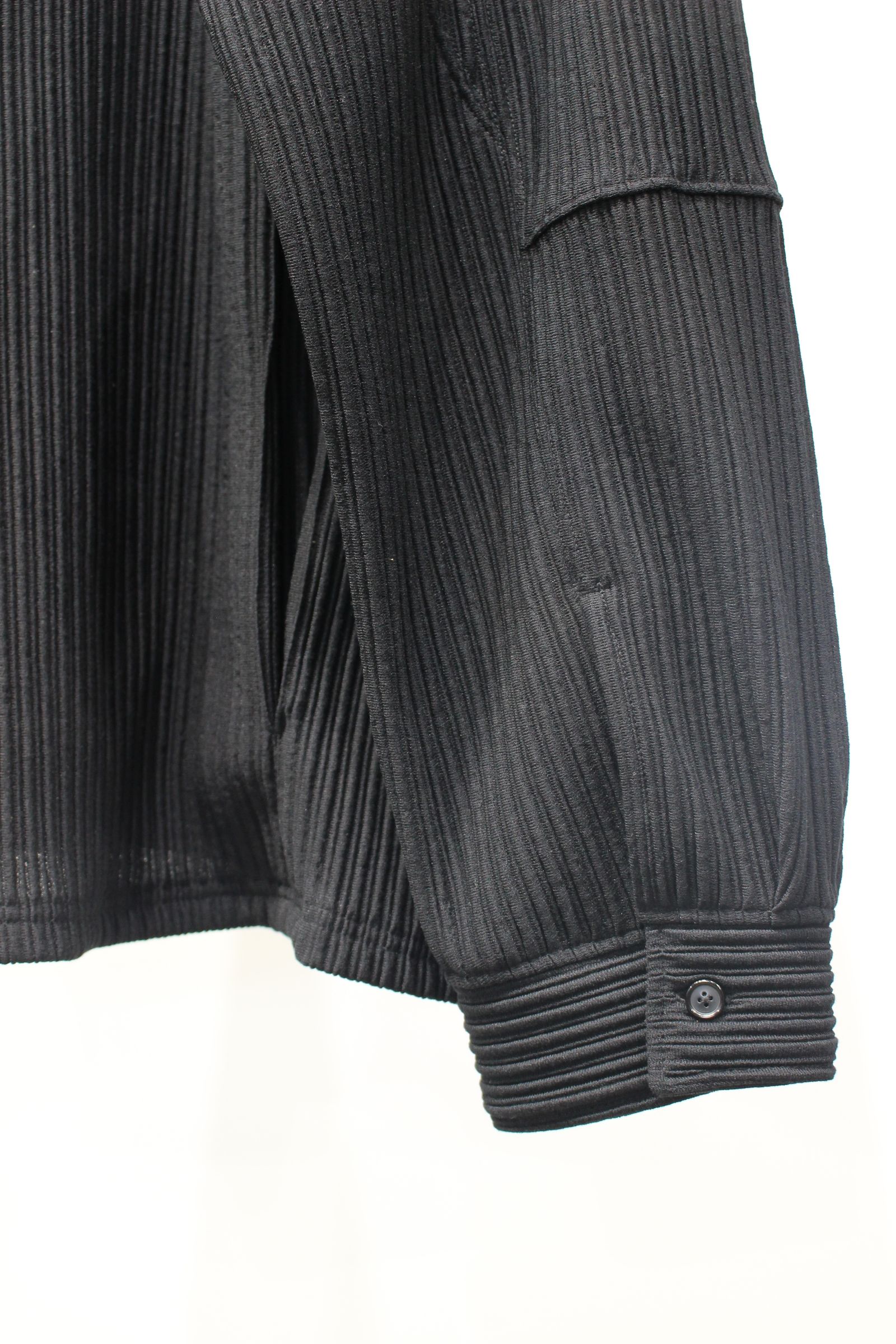 WRINKLED STRIPE SHIRT | BLACK | シャツジャケット