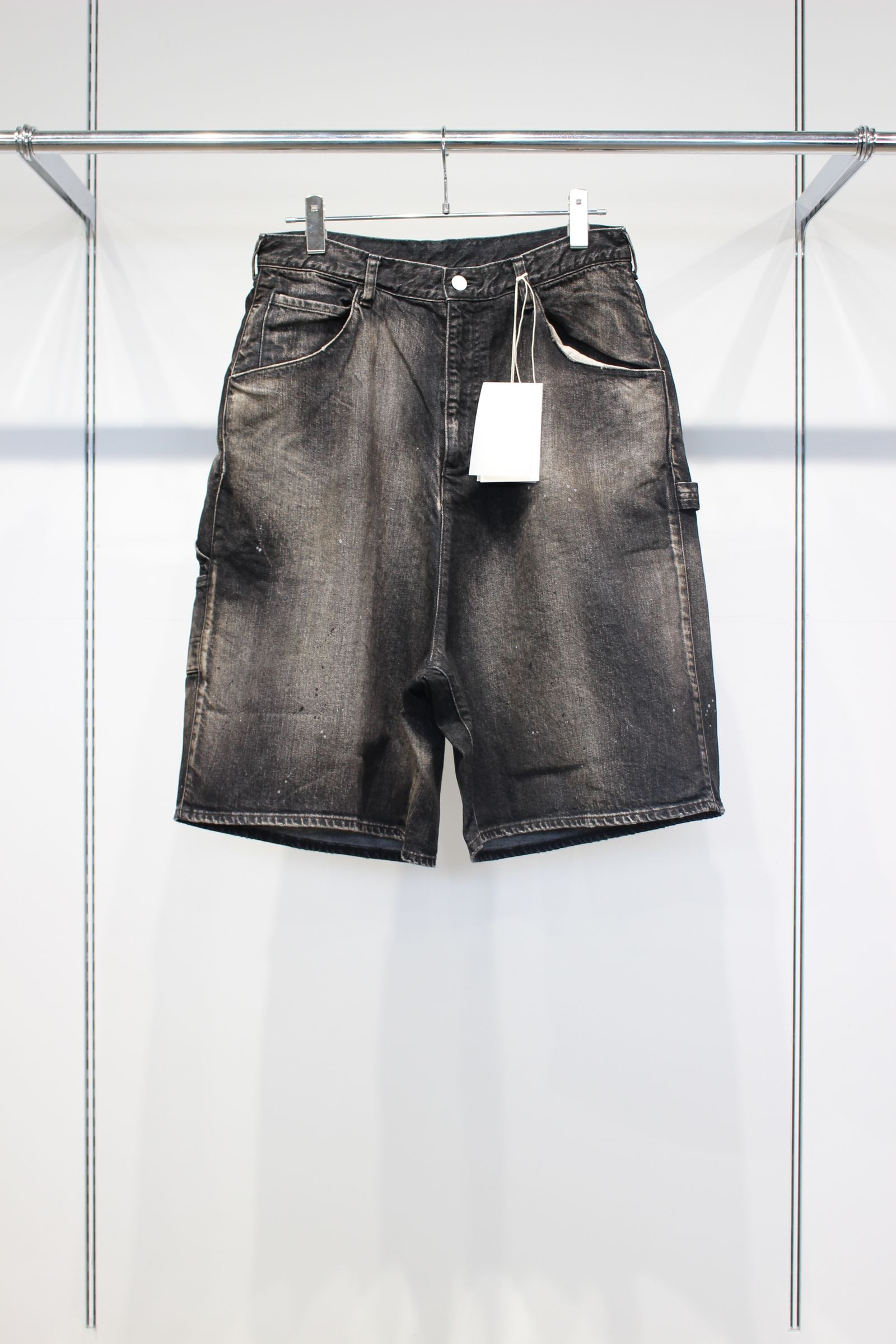 DENIM PAINTER SHORTS | BLACK | デニムショーツ