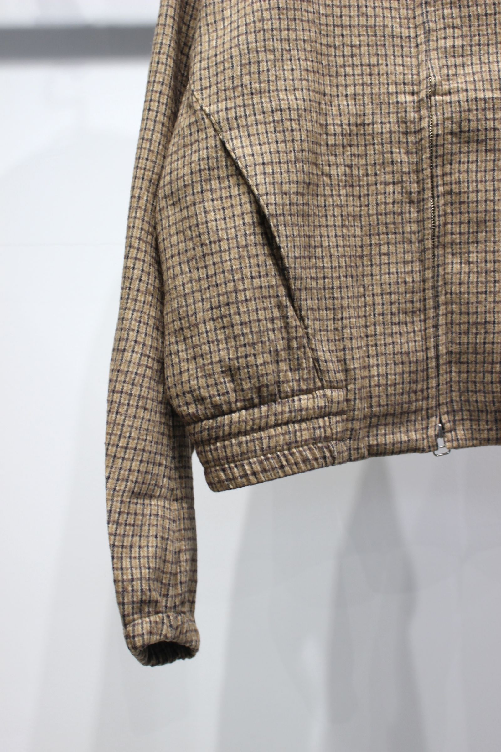 LEATHER COLLAR SHORT JACKET | BROWN CHECK | ライトアウター
