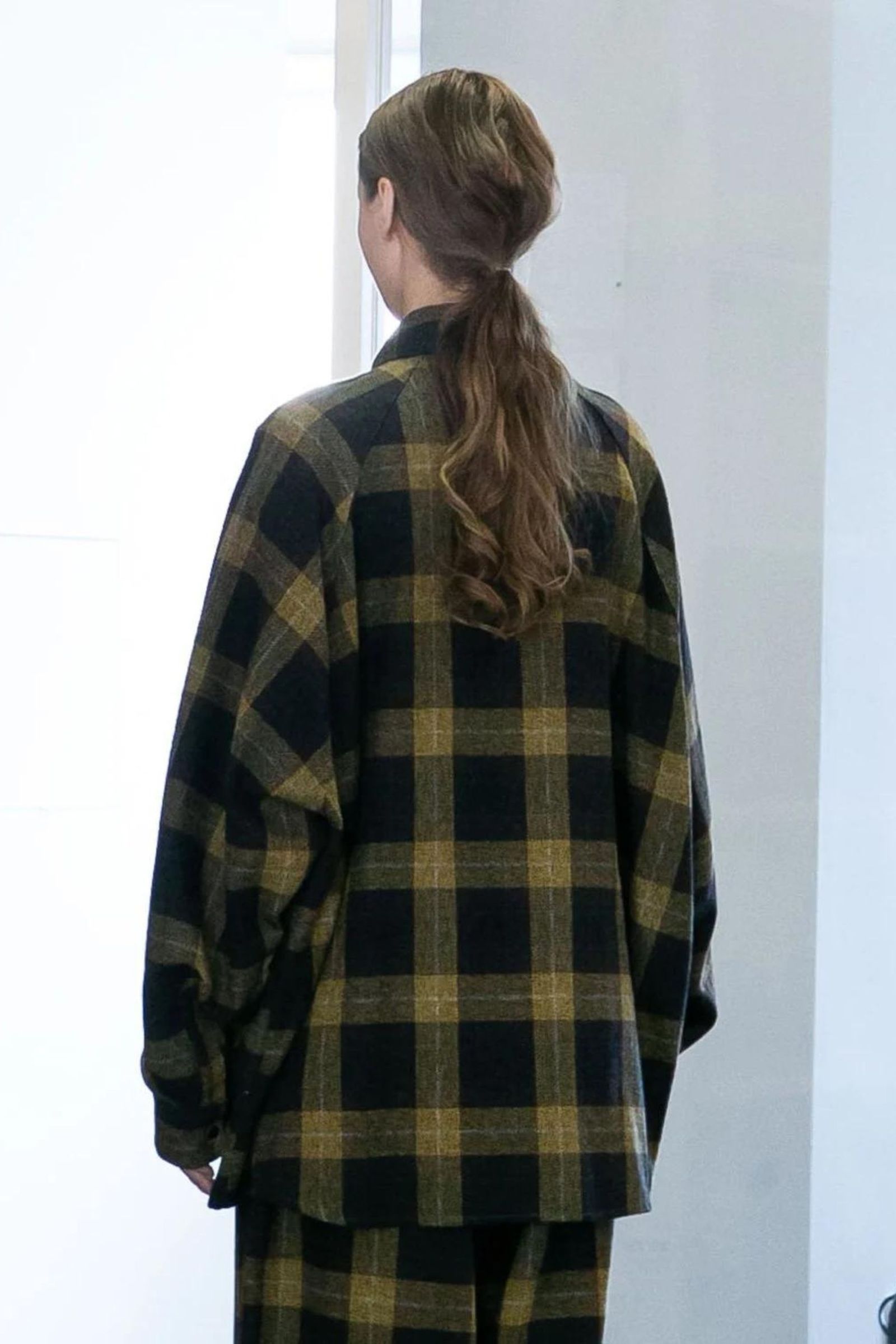 COTTON TWEED CHECK RAGLAN OVERSIZE SHIRT | YELLOW | シャツアウター