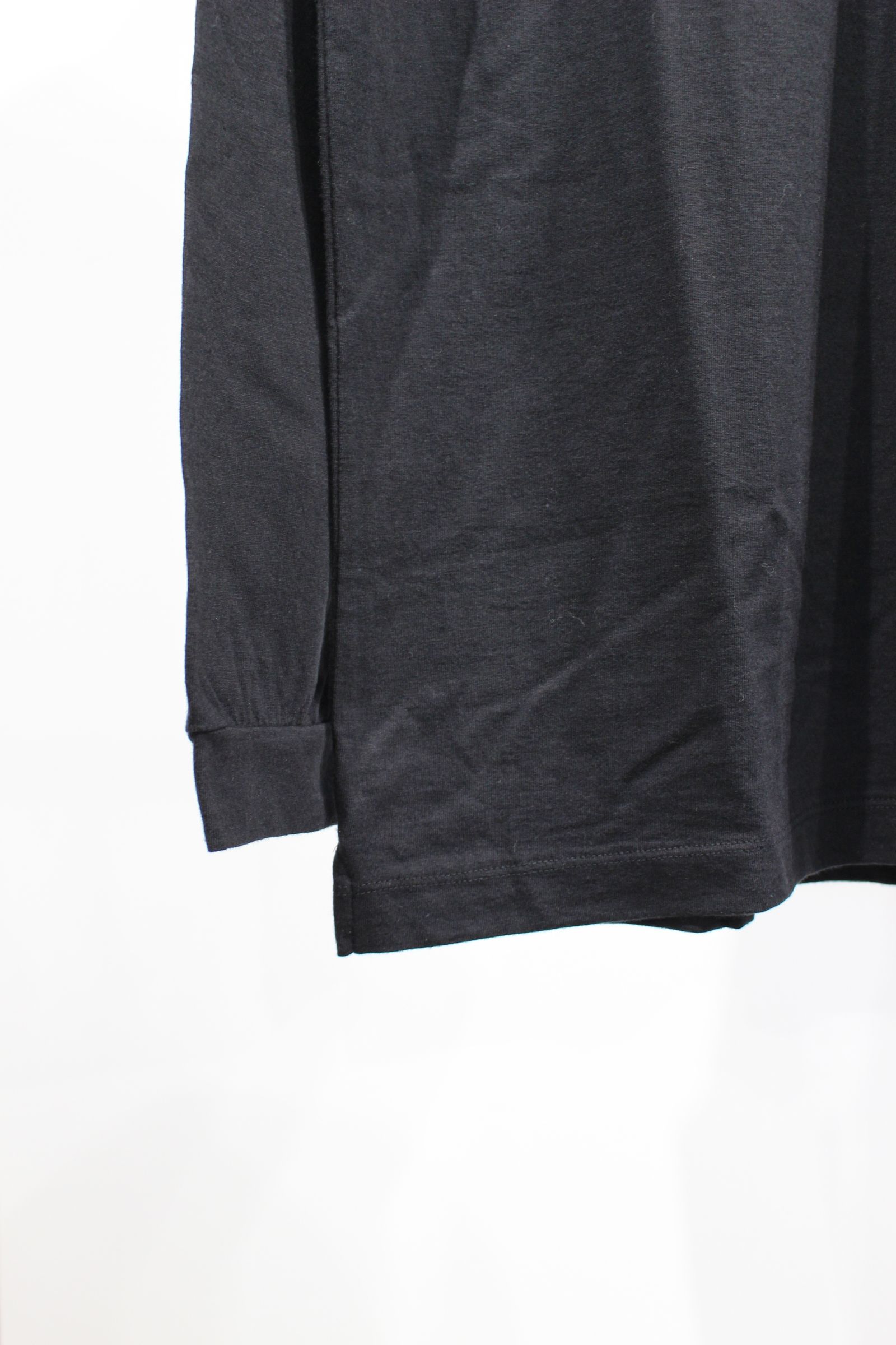 CASHMERE BLENDED MOCK NECK L/S TEE/BLACK