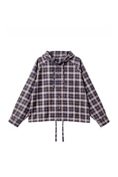 Tech Check Hooded Ventilation Shirt | NAVY | フードシャツ