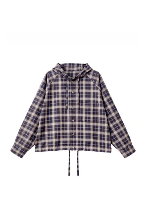 Tech Check Hooded Ventilation Shirt | NAVY | フードシャツ