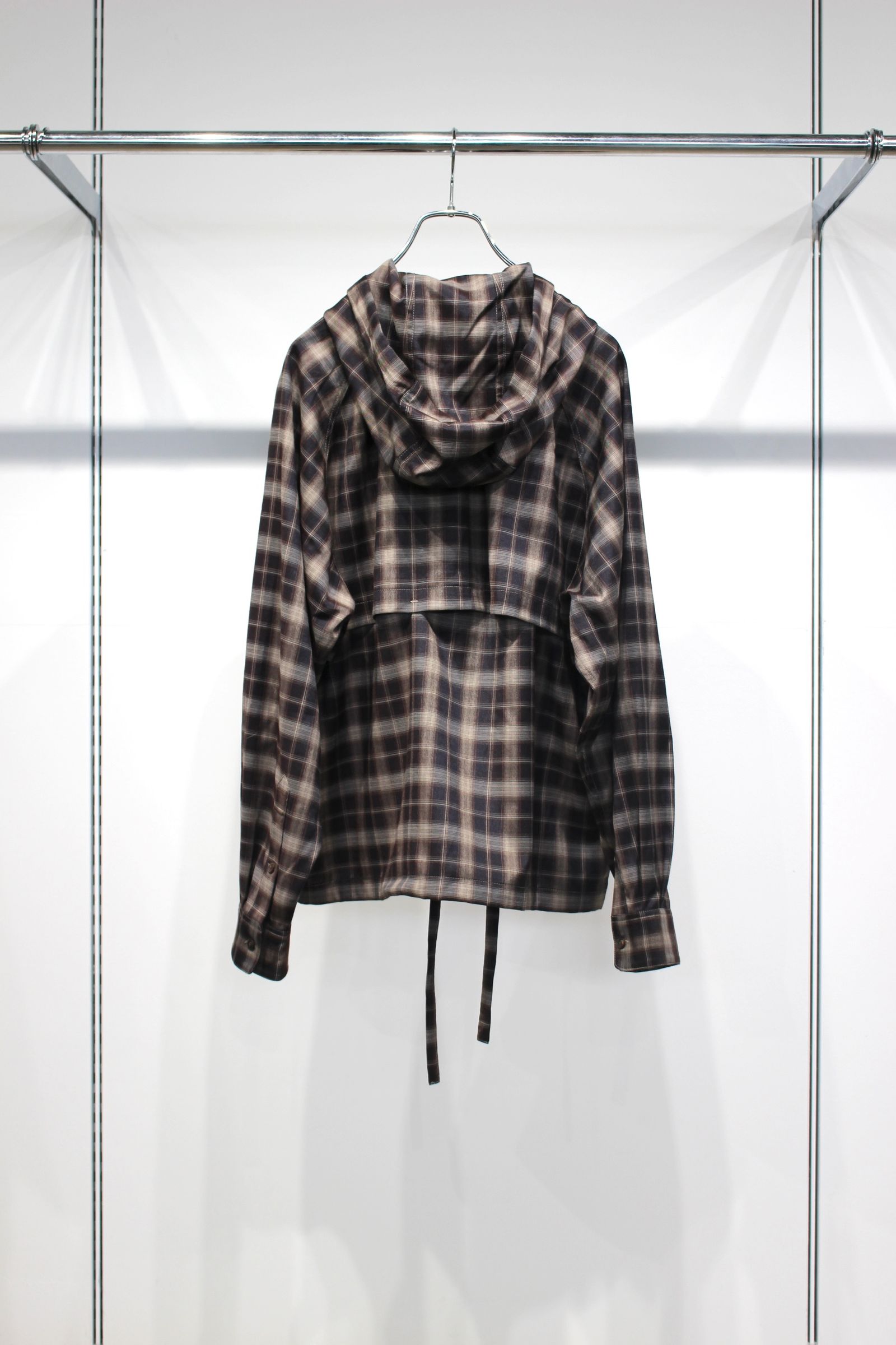 Tech Check Hooded Ventilation Shirt | NAVY | フードシャツ