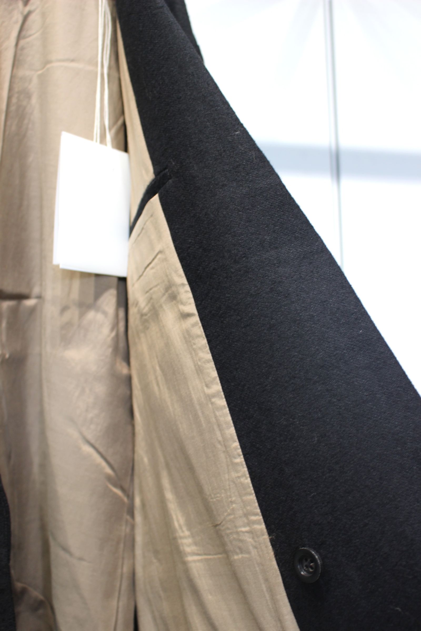 SEMI-DOUBLE TAILORED JACKET | SHRINK WOOL WIDE SLACKS | BLACK | セットアップ
