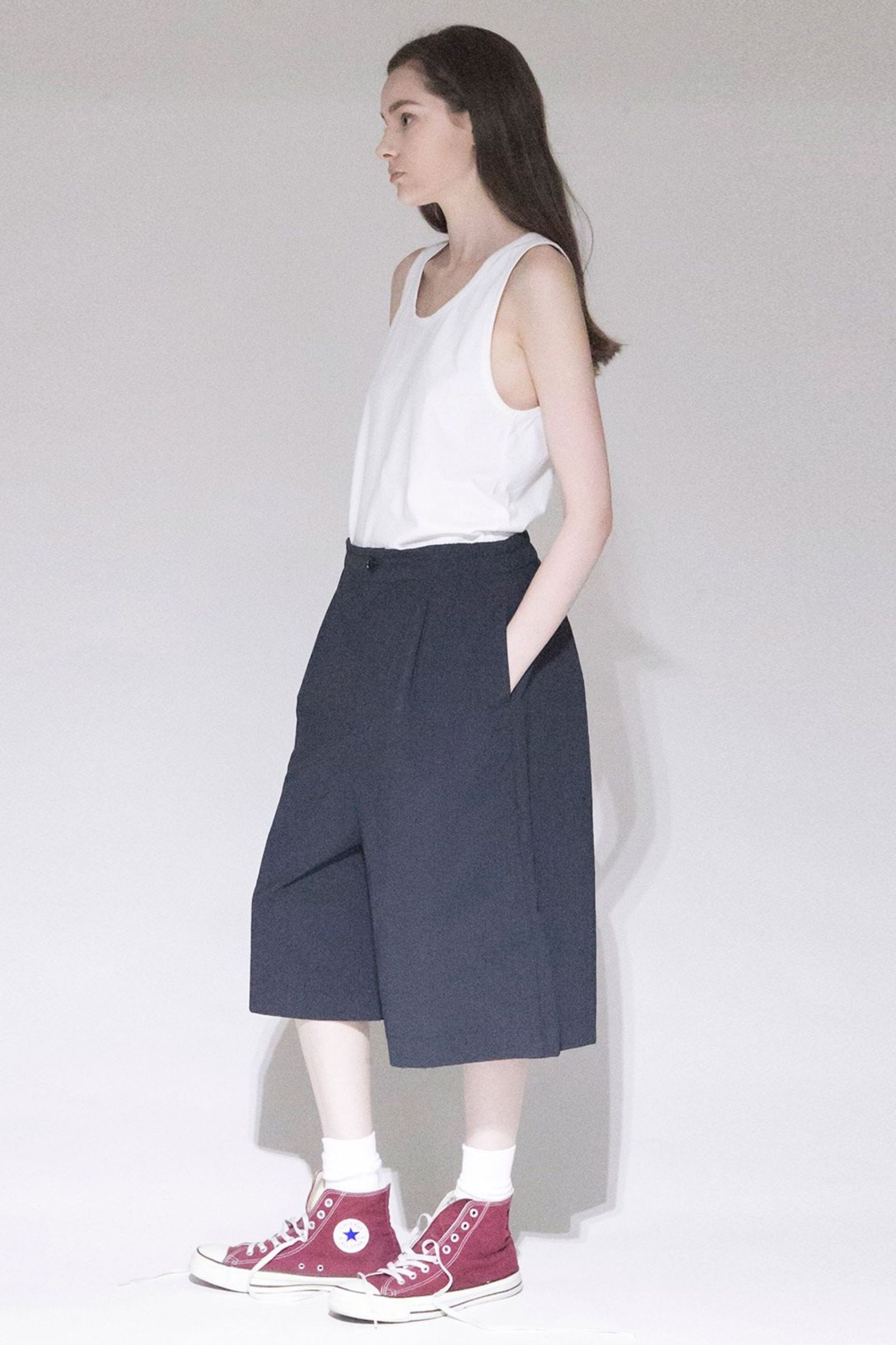 Nylon Ripstop Taffeta Wide Short Pants/NAVY