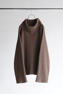 CHAIN KNIT HI-NECK LS T-SHIRT/KHAKI