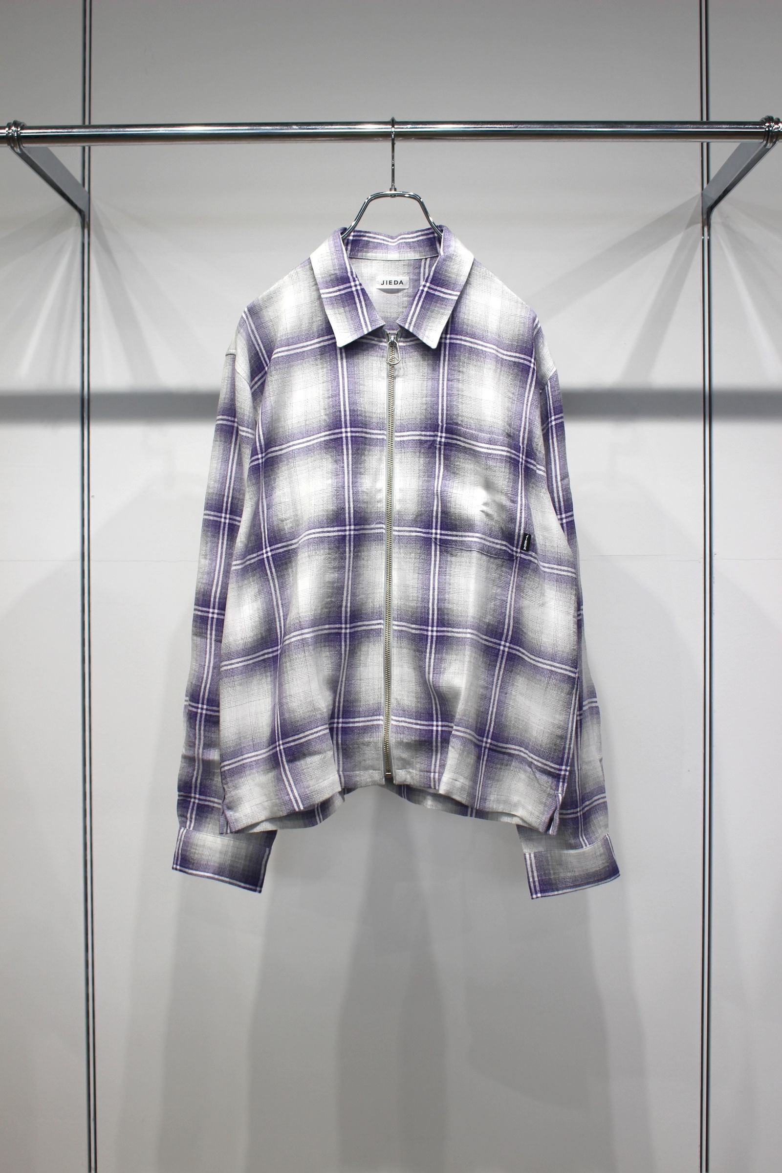 OMBRE CHECK ZIP SHIRT | PURPLE | ジップシャツ