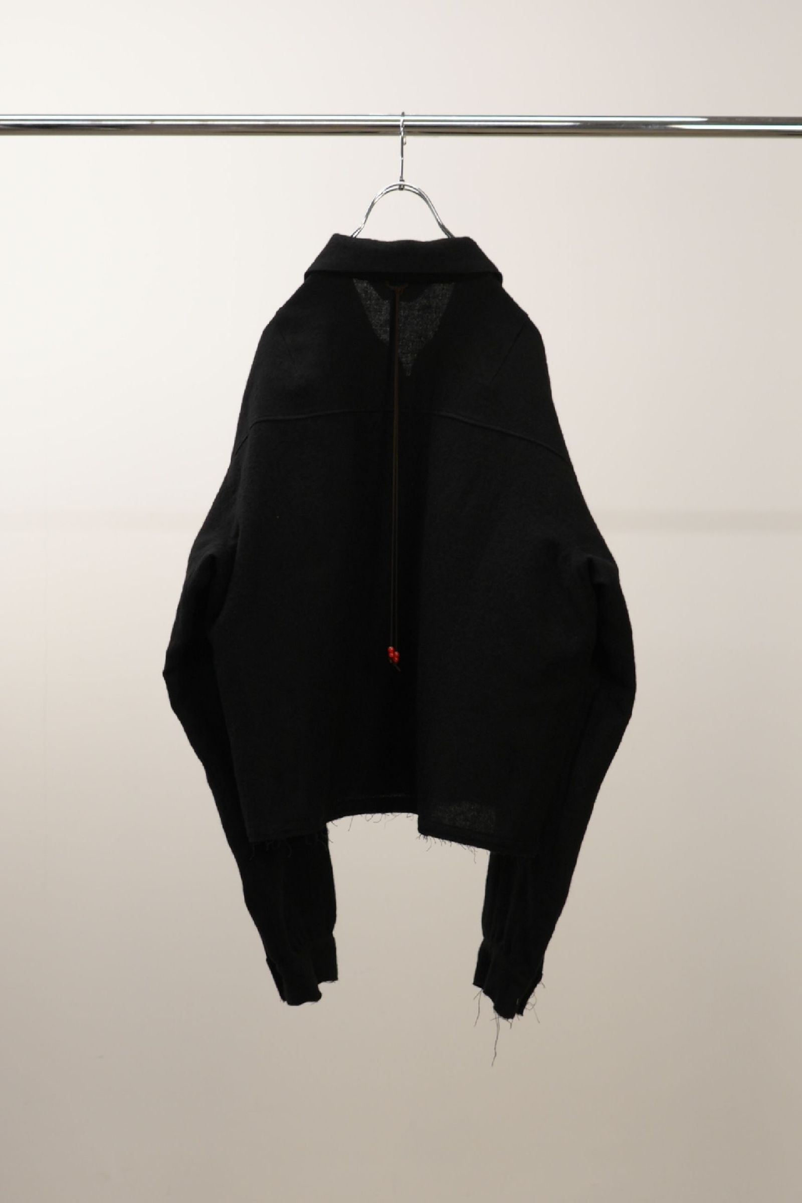 SHRINK WOOL SHORT ZIPUP SHIRT JACKET | BLACK | ショートジャケット
