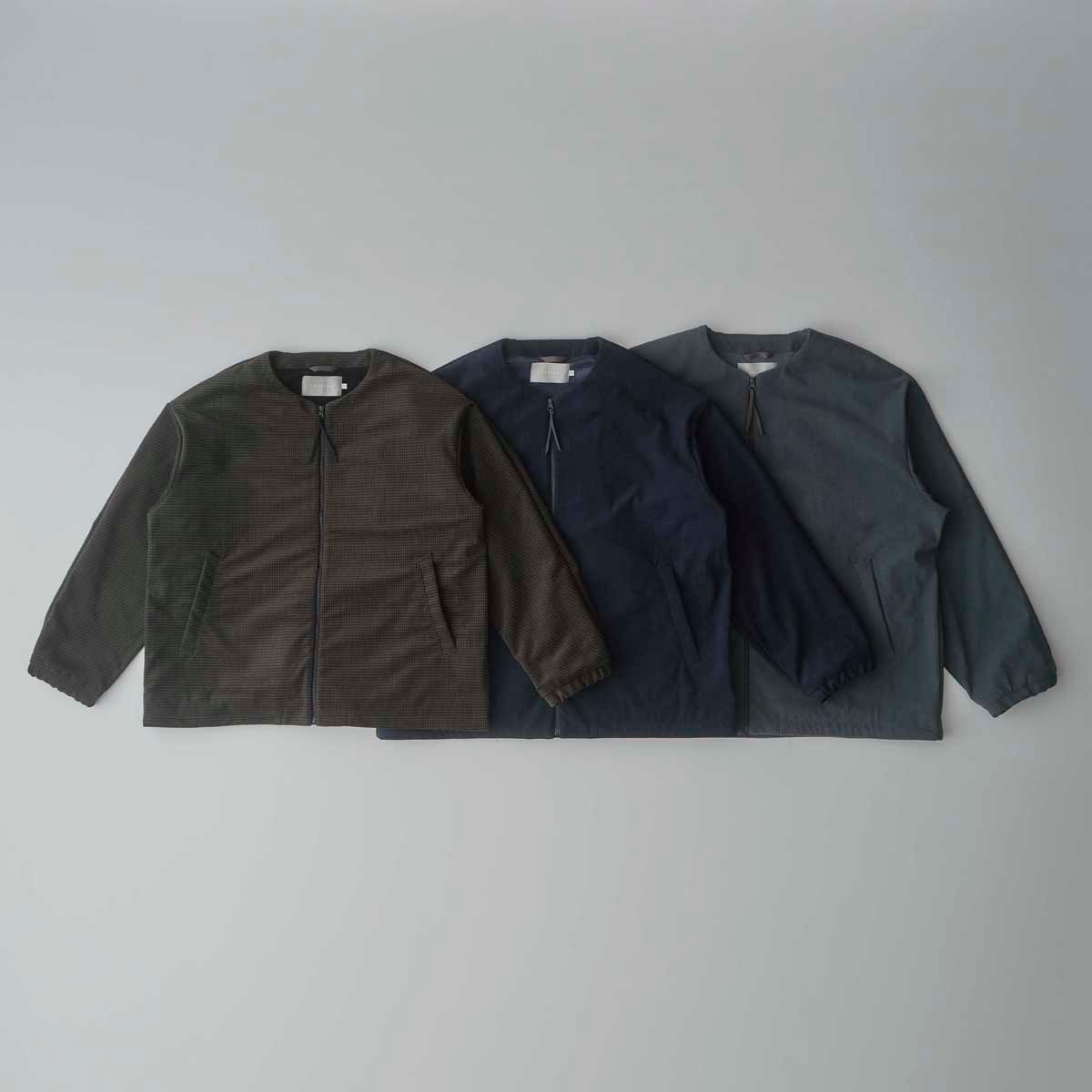 TRICOT CORDUROY COLLARLESS BLOUSON | CADET BLUE | コーデュロイブルゾン
