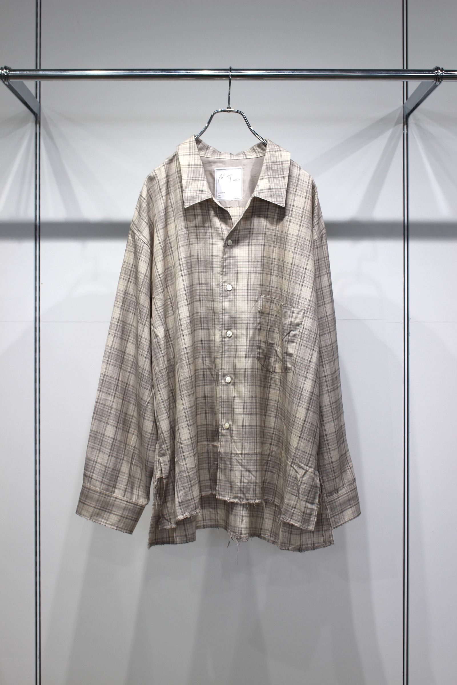 AGING RAYON CHECK SHIRT | BEIGE | シャツ
