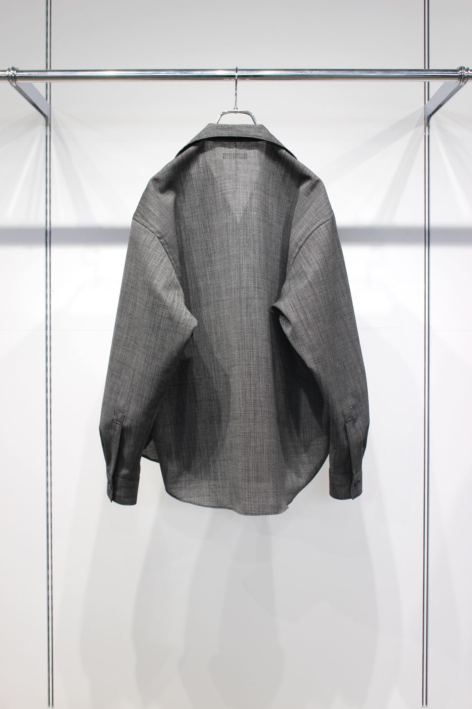 WOOL END-ON-END SUITING DEADSTOCK FABRIC SKIPPER SHIRT | BLACK | スキッパーシャツ