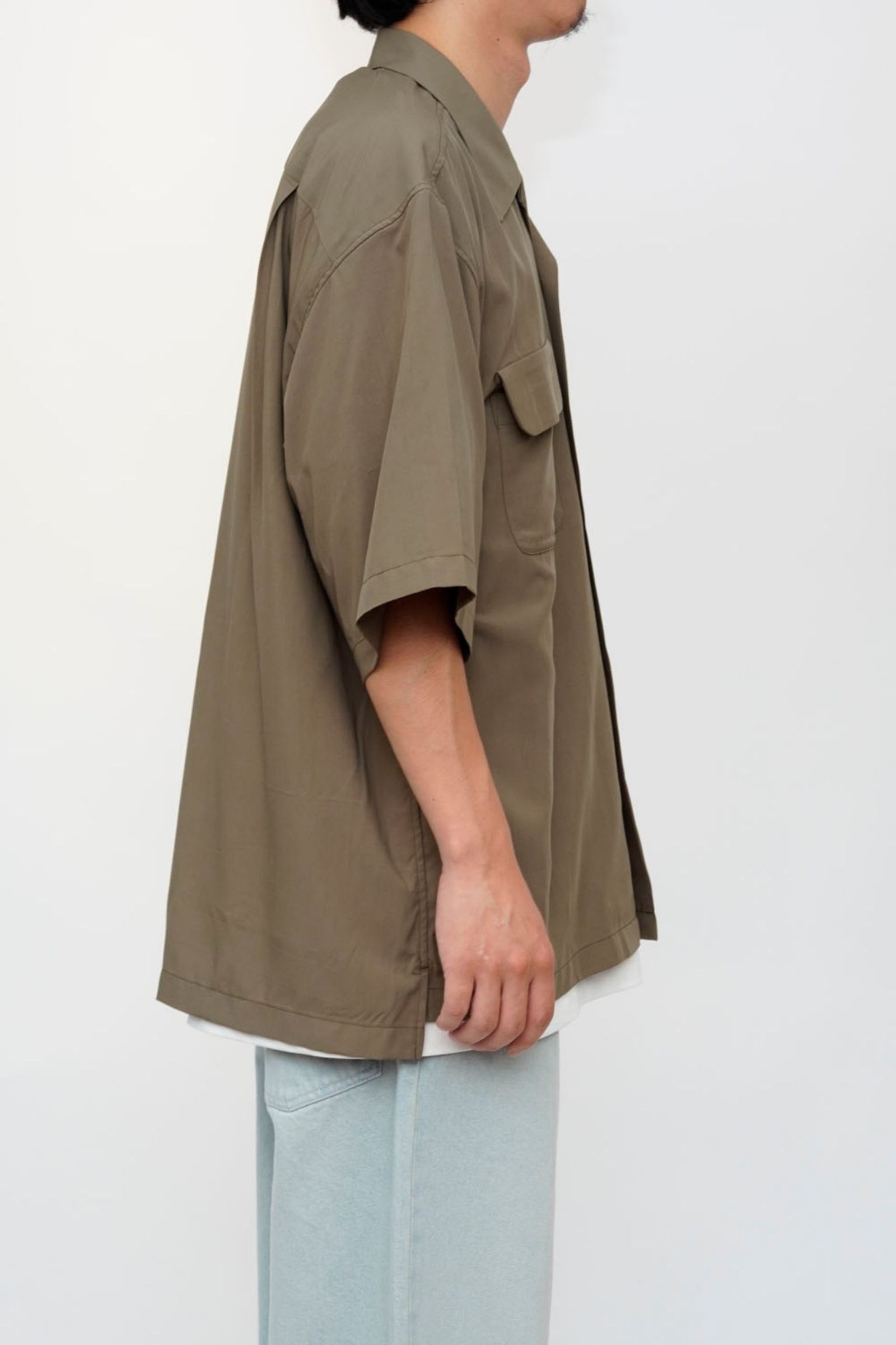 OPEN COLLOR S/S SHIRTS/KAHKI