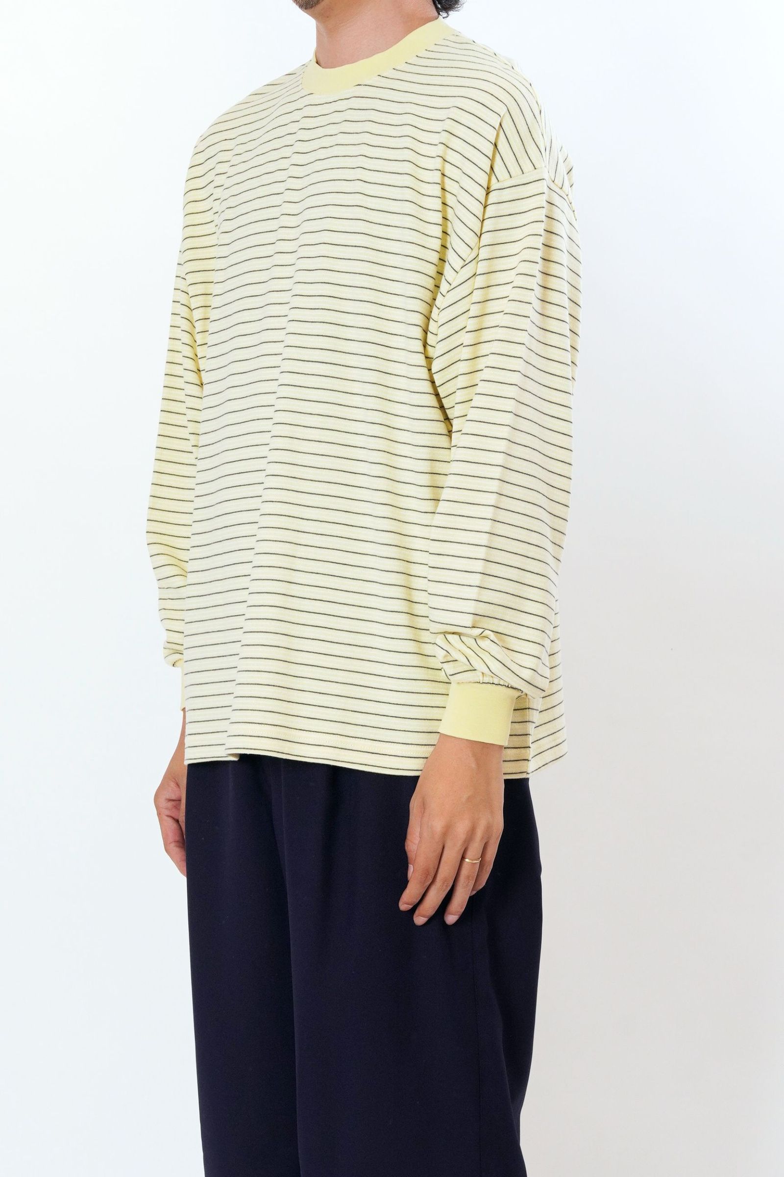 [ラスト1点] BORDER WIDE L/S T-SHIRT | YELLOW | カットソー