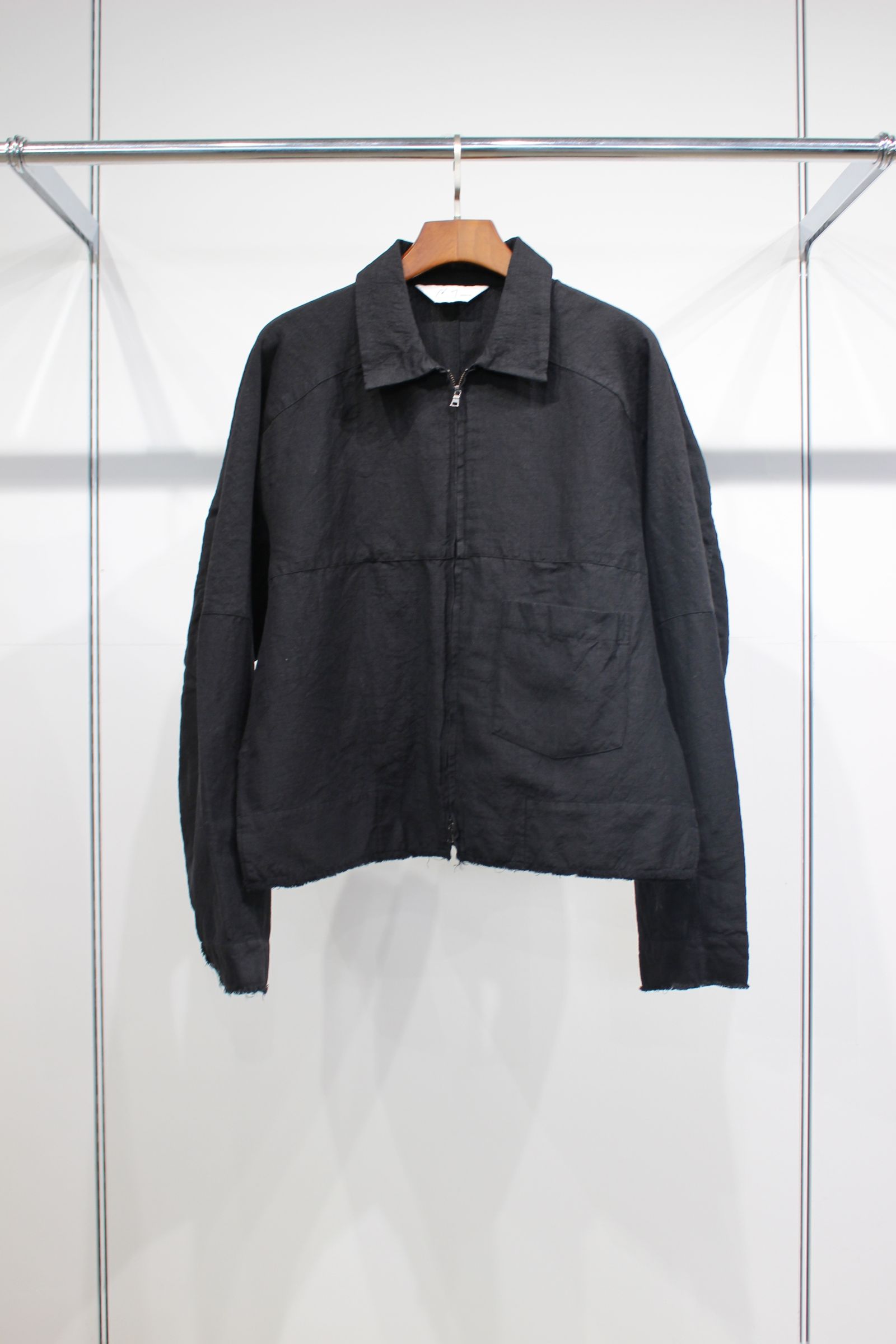 ANCELLM - W/L SHORT ZIPUP SHIRT | BLACK | ジップアップシャツ