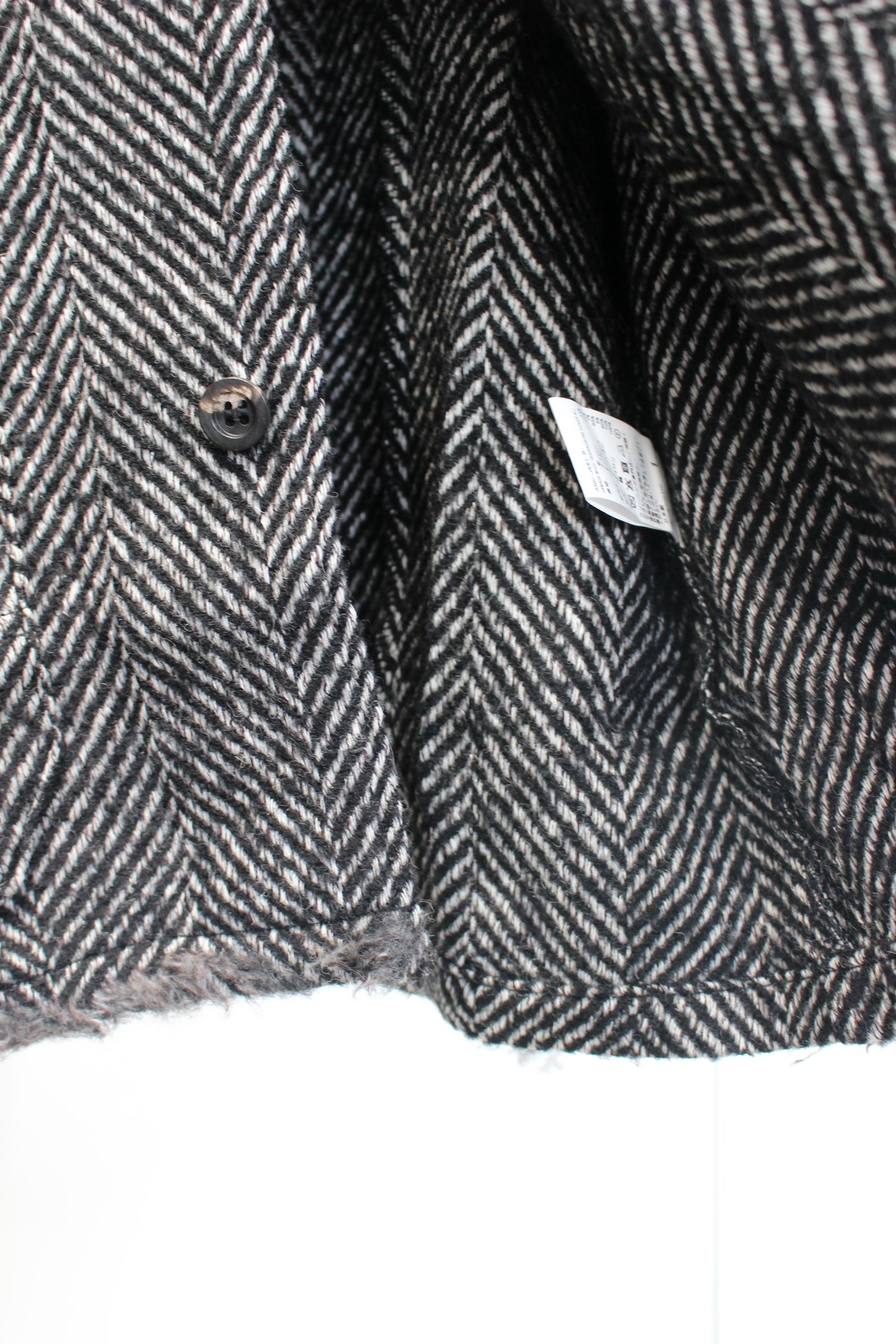 DAMAGE WOOL HERRINGBONE COVER ALL | WHITE×BLACK | カバーオール