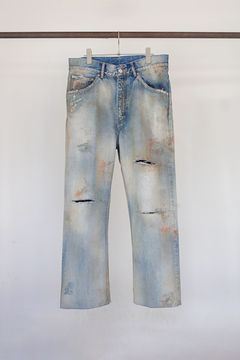 DAMAGE SELVEDGE DENIM STRAIGHT 5P PANTS/INDIGO