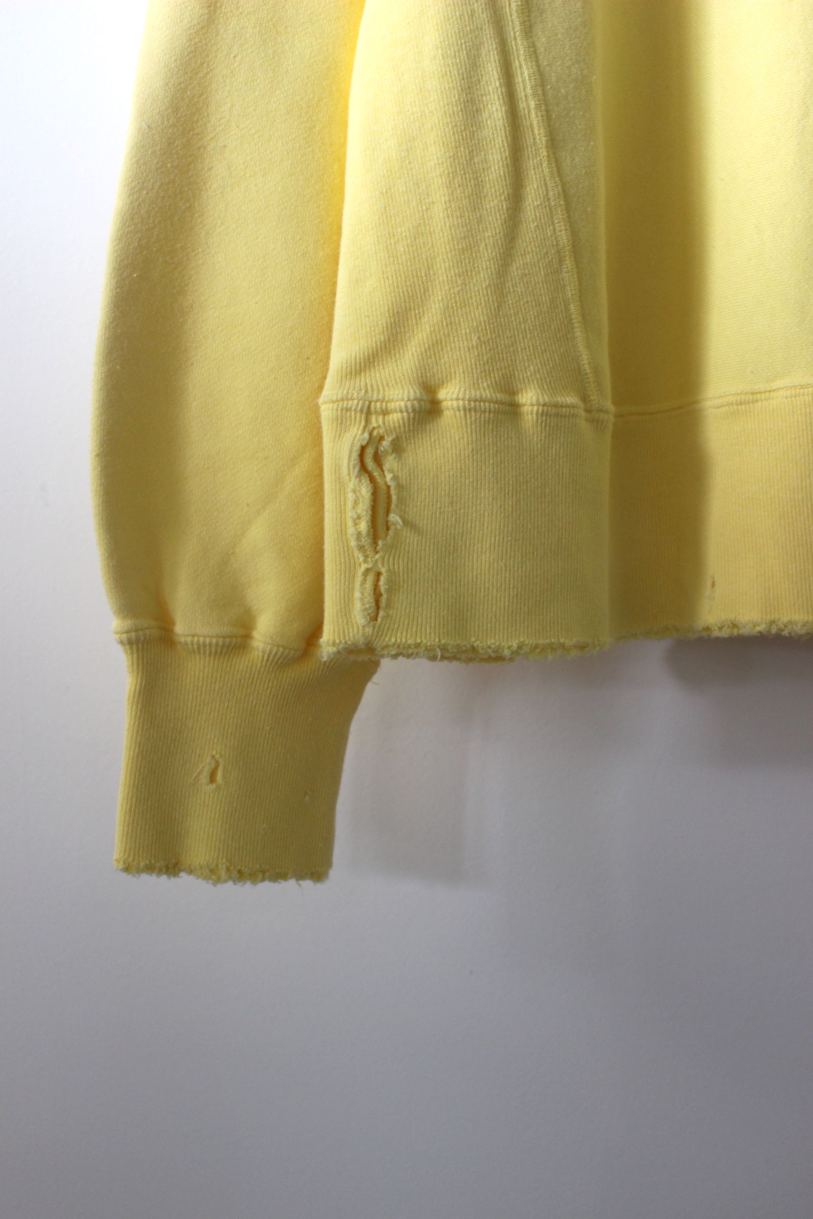 DYED DAMEGE FLOWER PT SWEAT SHIRT/YELLOW