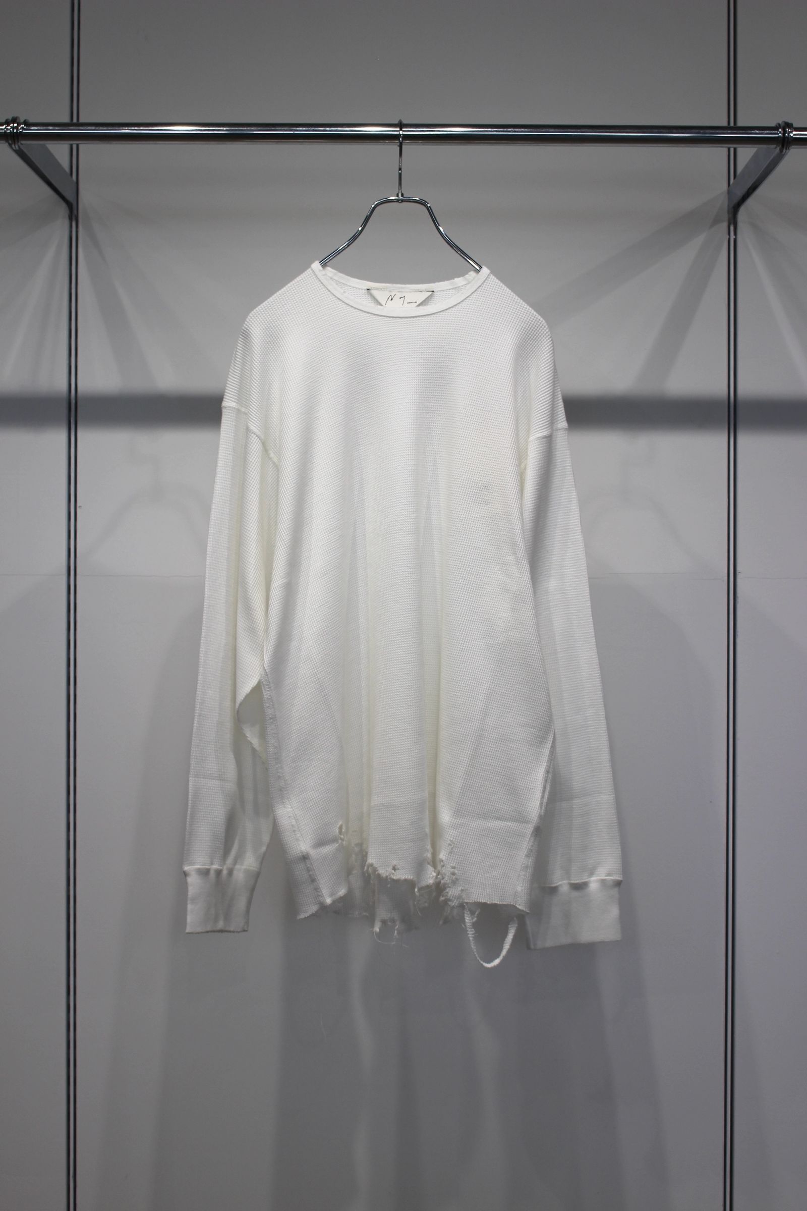 DAMAGE WAFFLE CREW LS | WHITE | カットソー