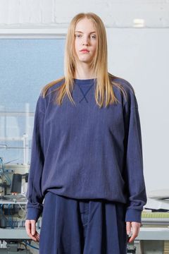 QUILTING STITCH OPEN END JERSEY Rib Gusset L/S T-Shirt | NAVY | カットソー