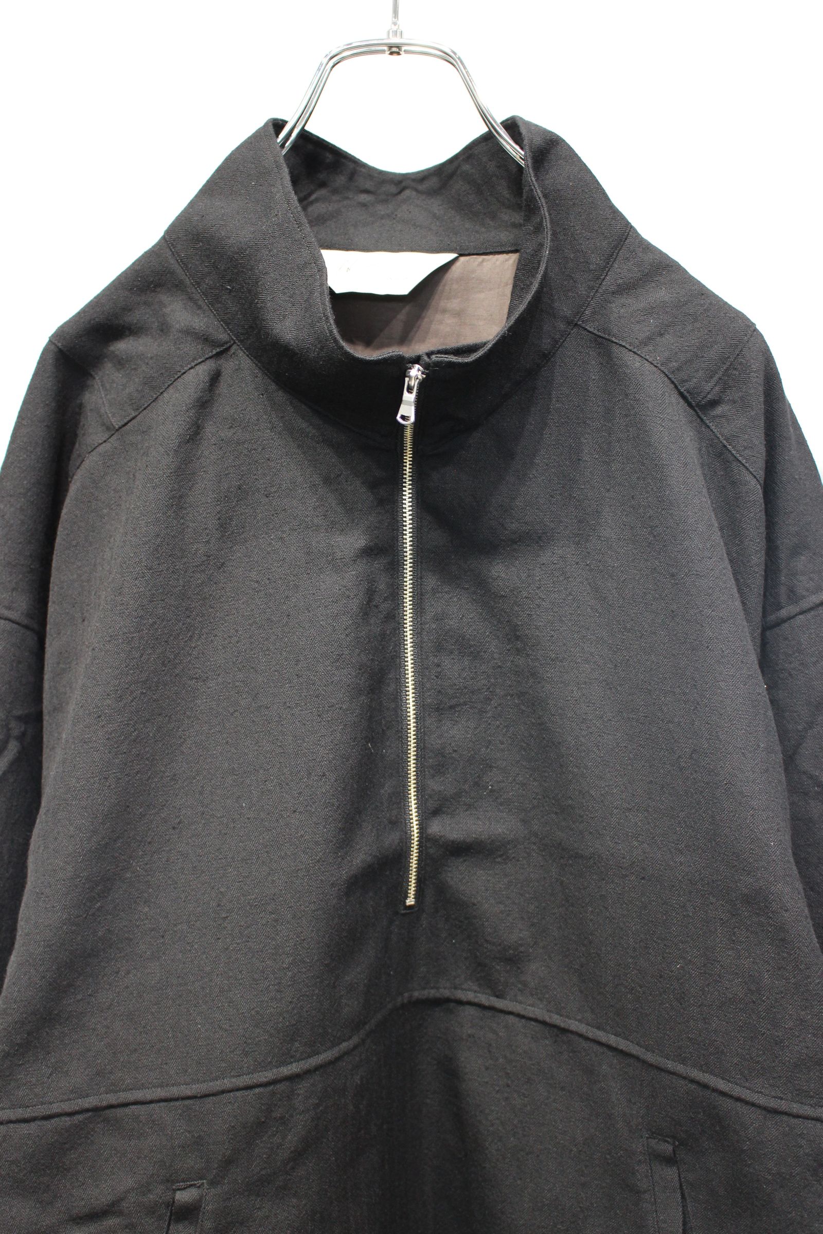 WOOL HALF ZIP PULL OVER SHIRT | BLACK | ハーフジップ