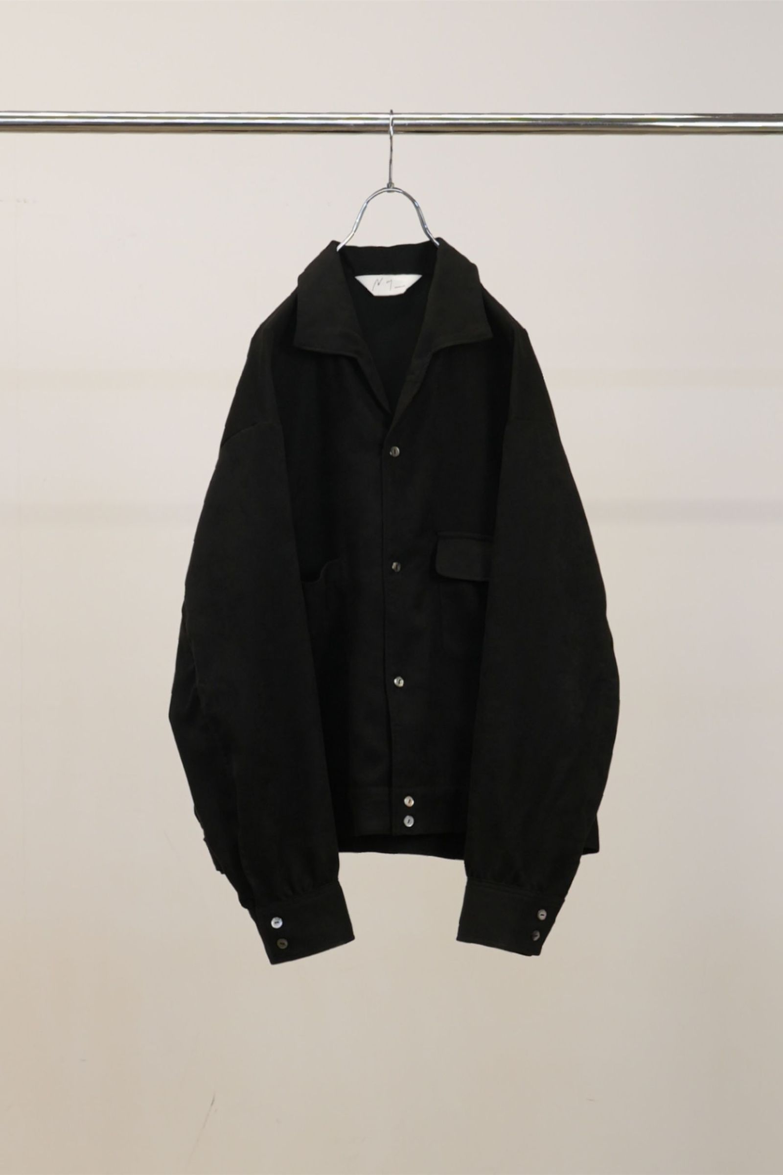 VEGAN SUEDE OPEN COLLAR SHIRT | BLACK | シャツジャケット