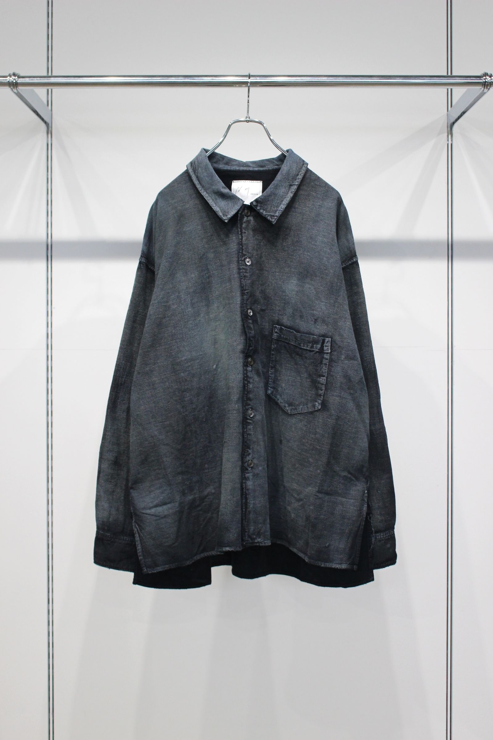 BRUSHSTROKE AGING SHIRT | BLACK | シャツ