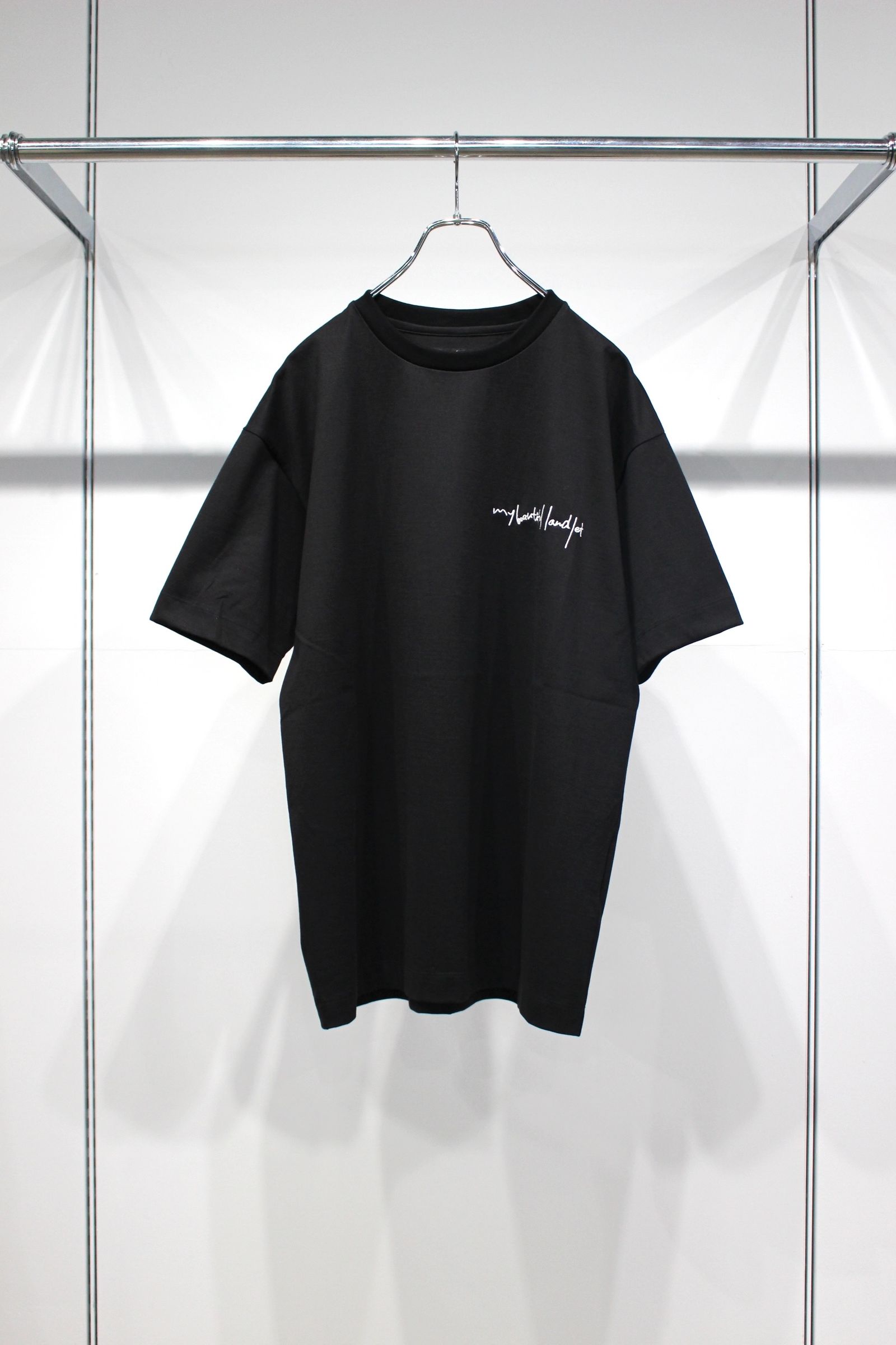 MERCERIZATION JERSEY EMBROIDERY T-SHIRT | BLACK | Logo | カットソー